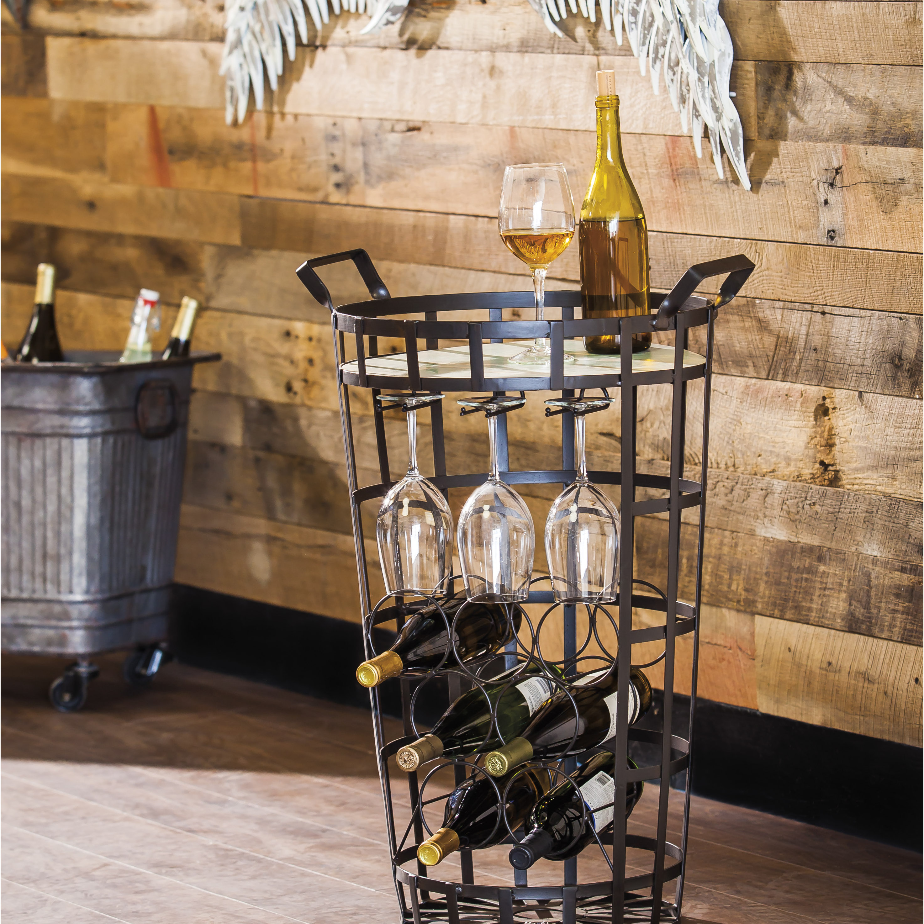 Evergreen Enterprises, Inc 7 Bottles Wine Bar Basket & Reviews Wayfair