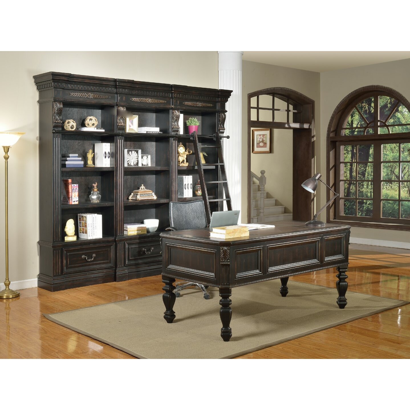 Parker House Grand Manor Palazzo 5 Piece Writing Desk and Bookcase