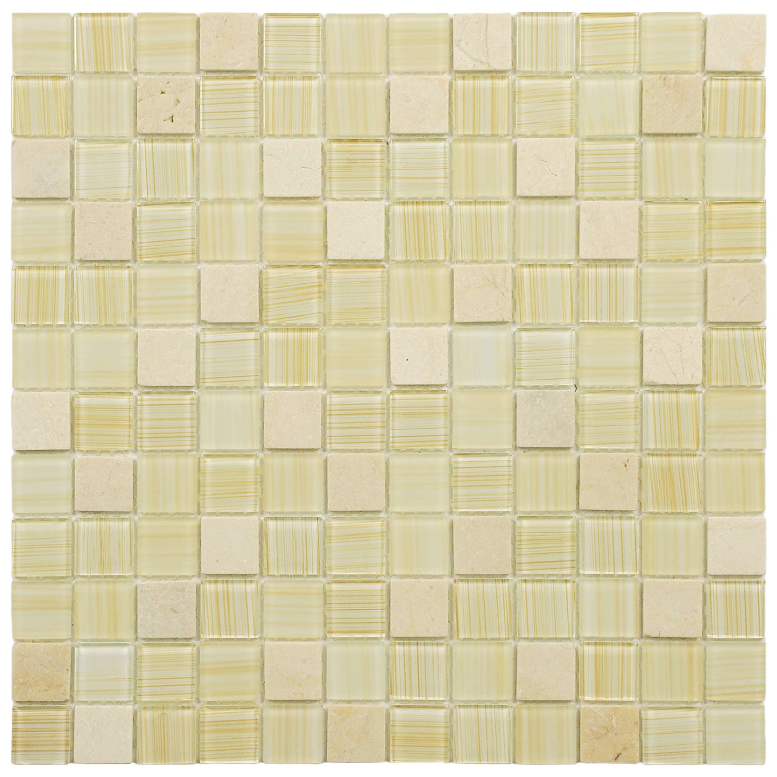 EliteTile Chroma 0.875 x 0.875 Glass and Natural Stone Mosaic Tile