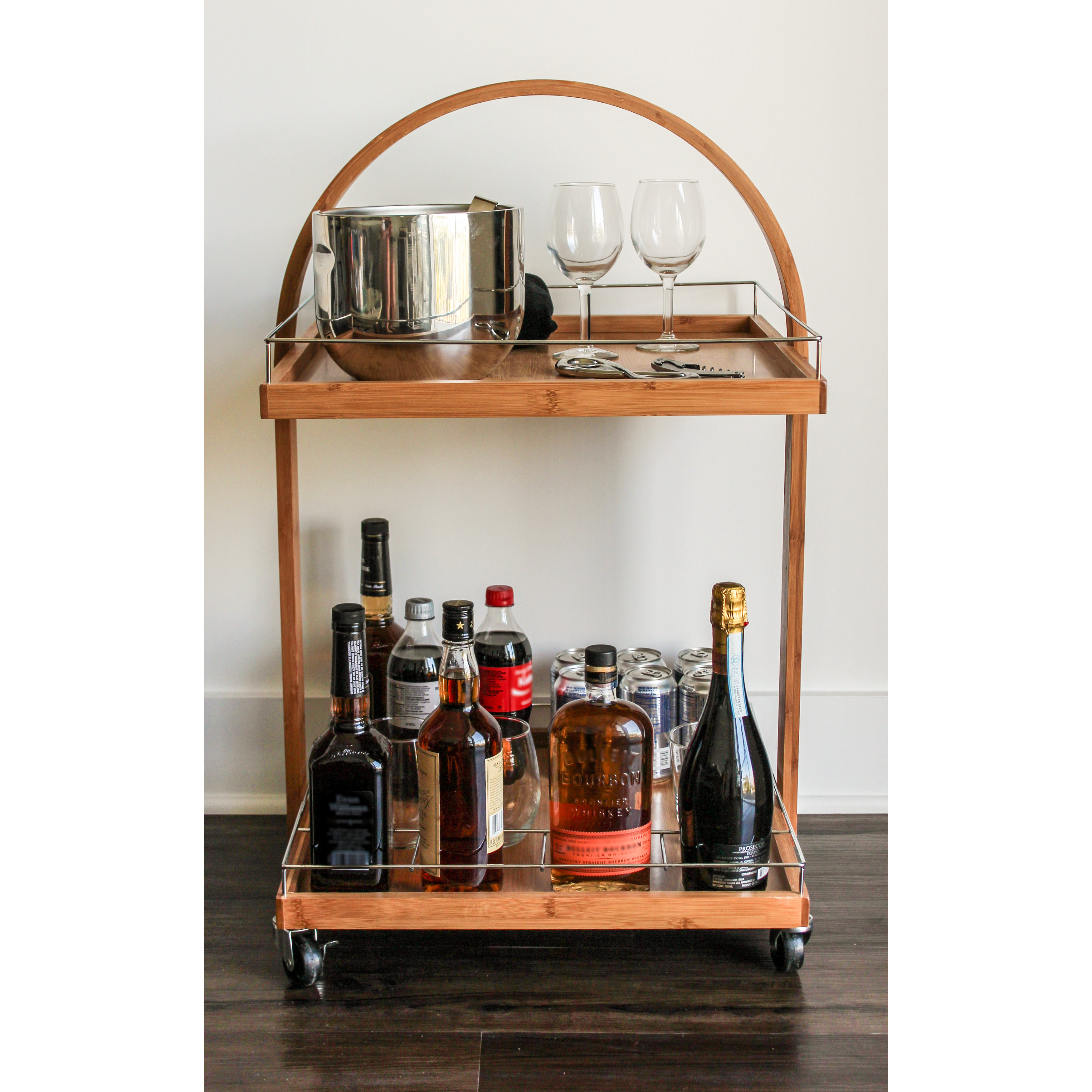 Corner II LTD Tivoli Bamboo Rolling Bar Cart & Reviews Wayfair