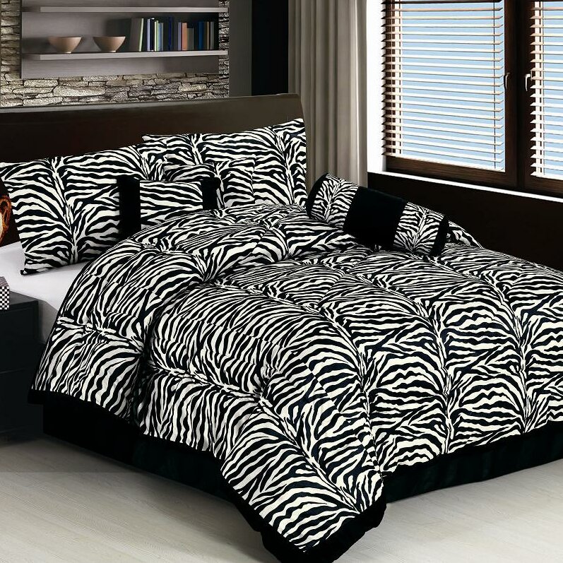LaCozee Classic 7 Piece Zebra Print Comforter Set & Reviews | Wayfair