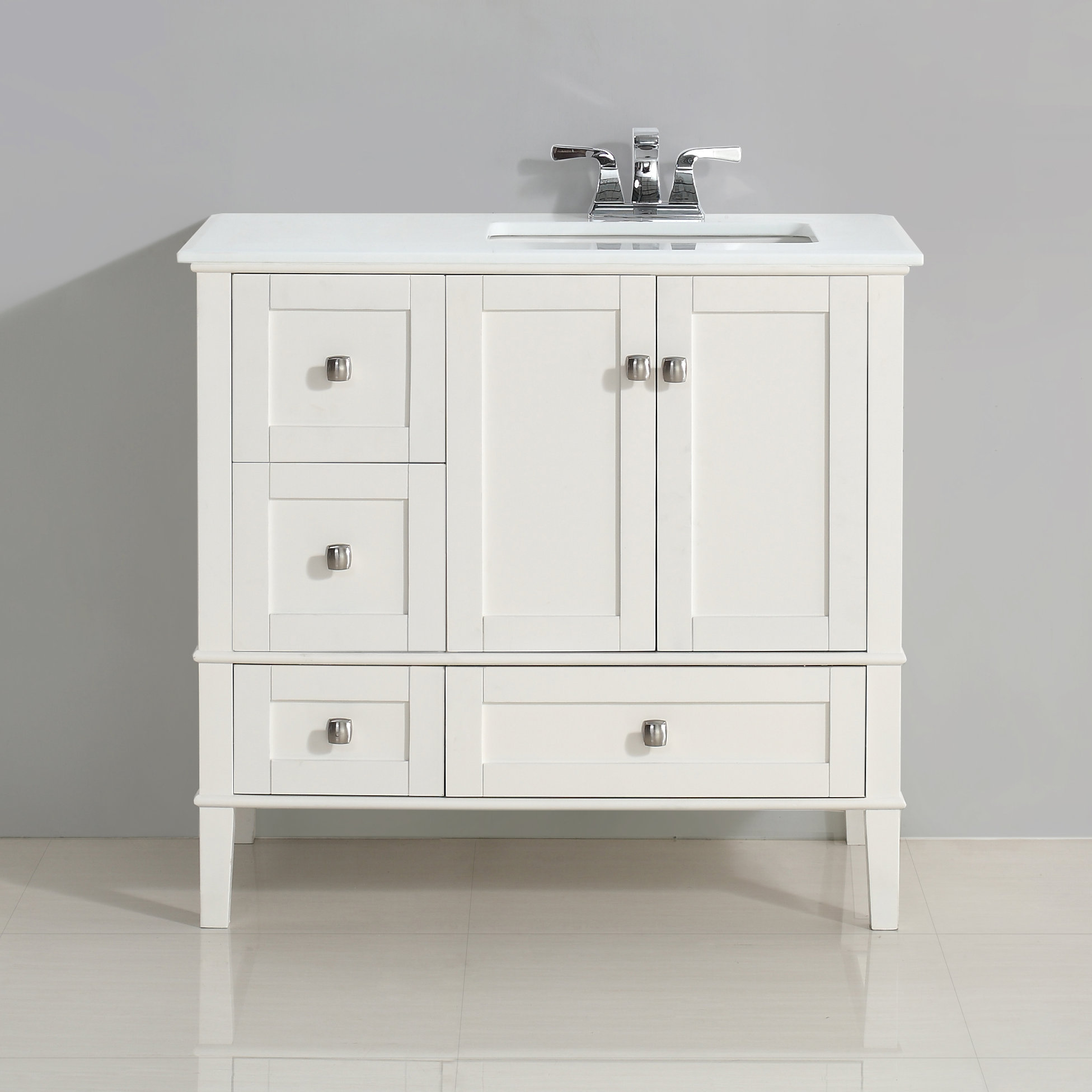 Simpli Home Chelsea 37" Single Right Offset Bath Vanity Set & Reviews Wayfair