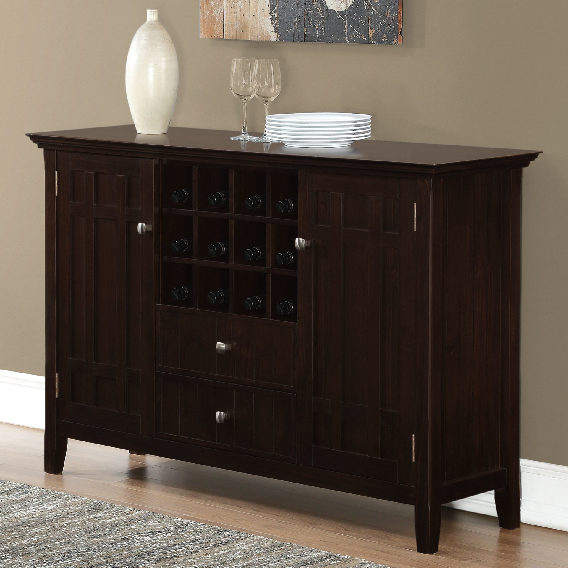 Simpli Home Bedford Sideboard Buffet And Wine Rack & Reviews Wayfair