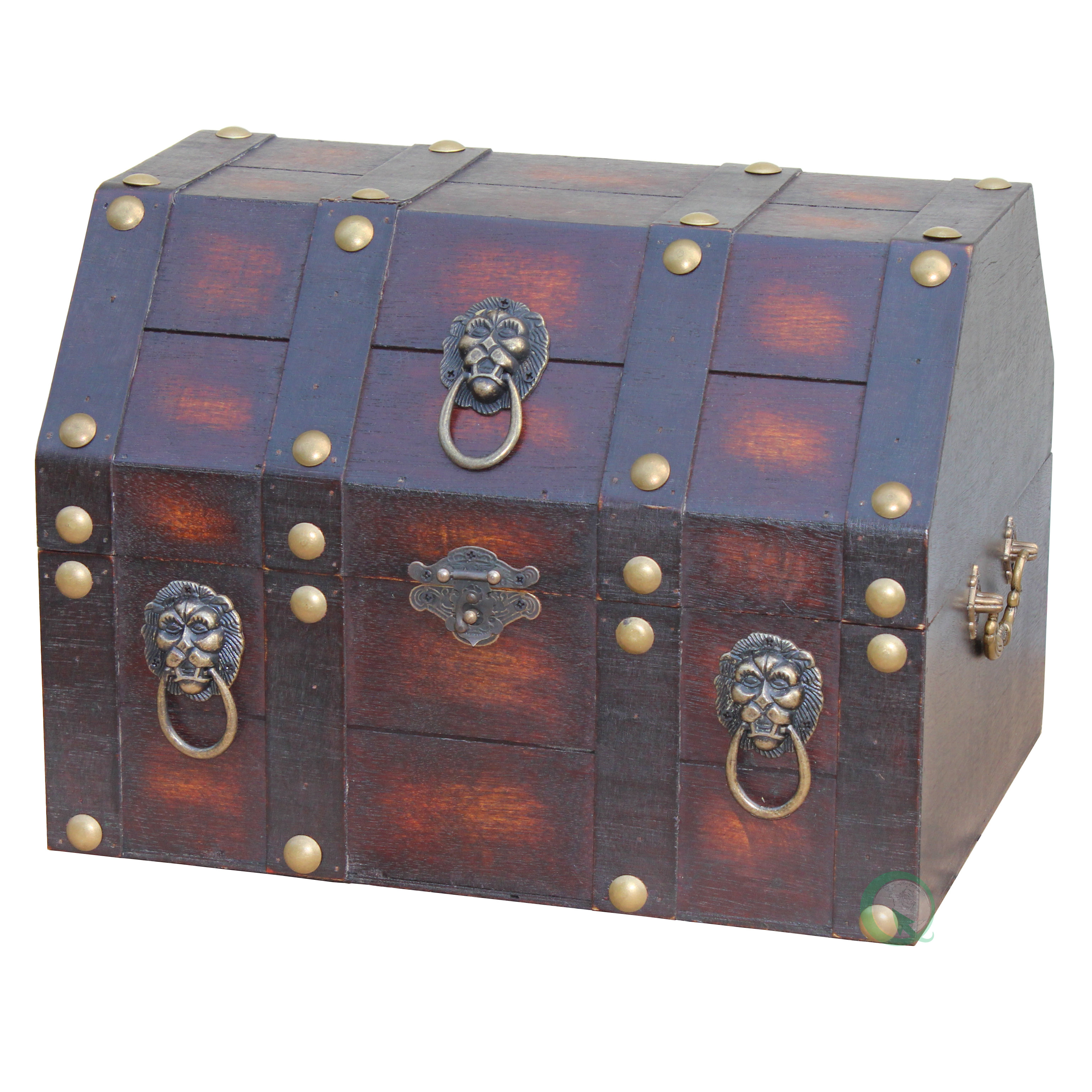 Rosalind Wheeler Antique Pirate Treasure Chest with Lion Rings