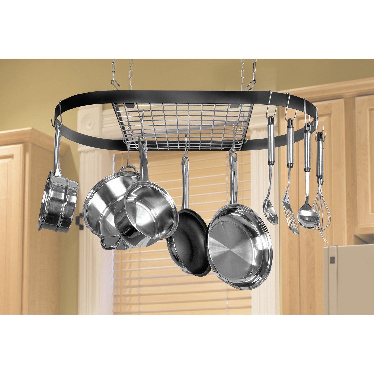 Classicor WroughtIron Hanging Oval Pot Rack & Reviews Wayfair