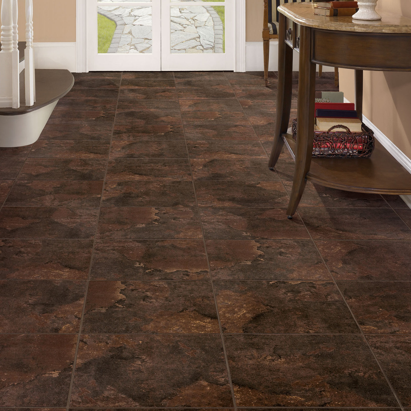 DuraCeramic Rustic Stone 16" x 16" x 4.06mm Luxury Vinyl Tile in Brown