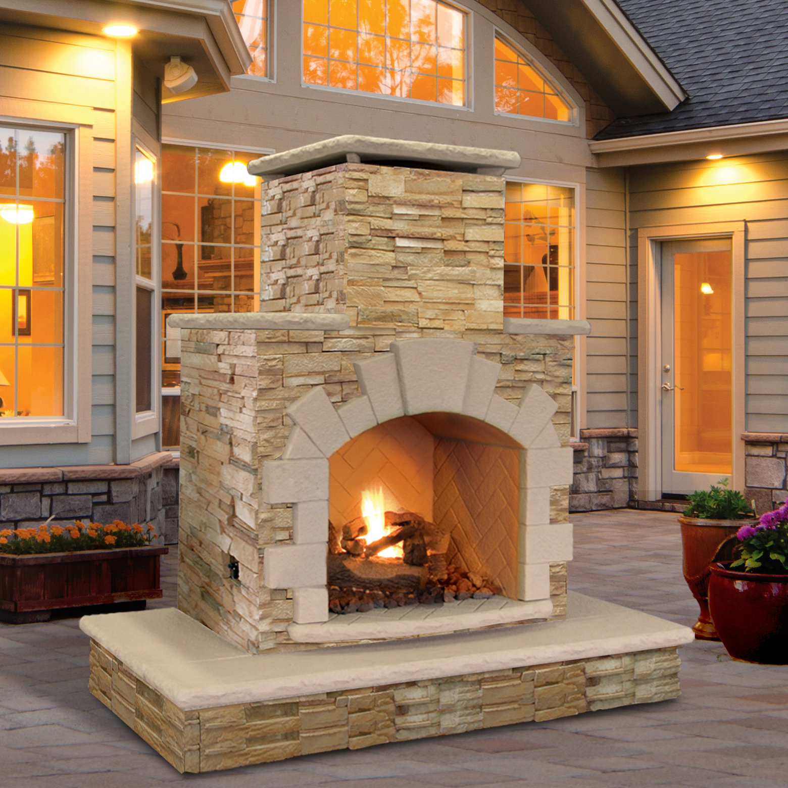 Natural Stone Propane Gas Outdoor Fireplace Wayfair