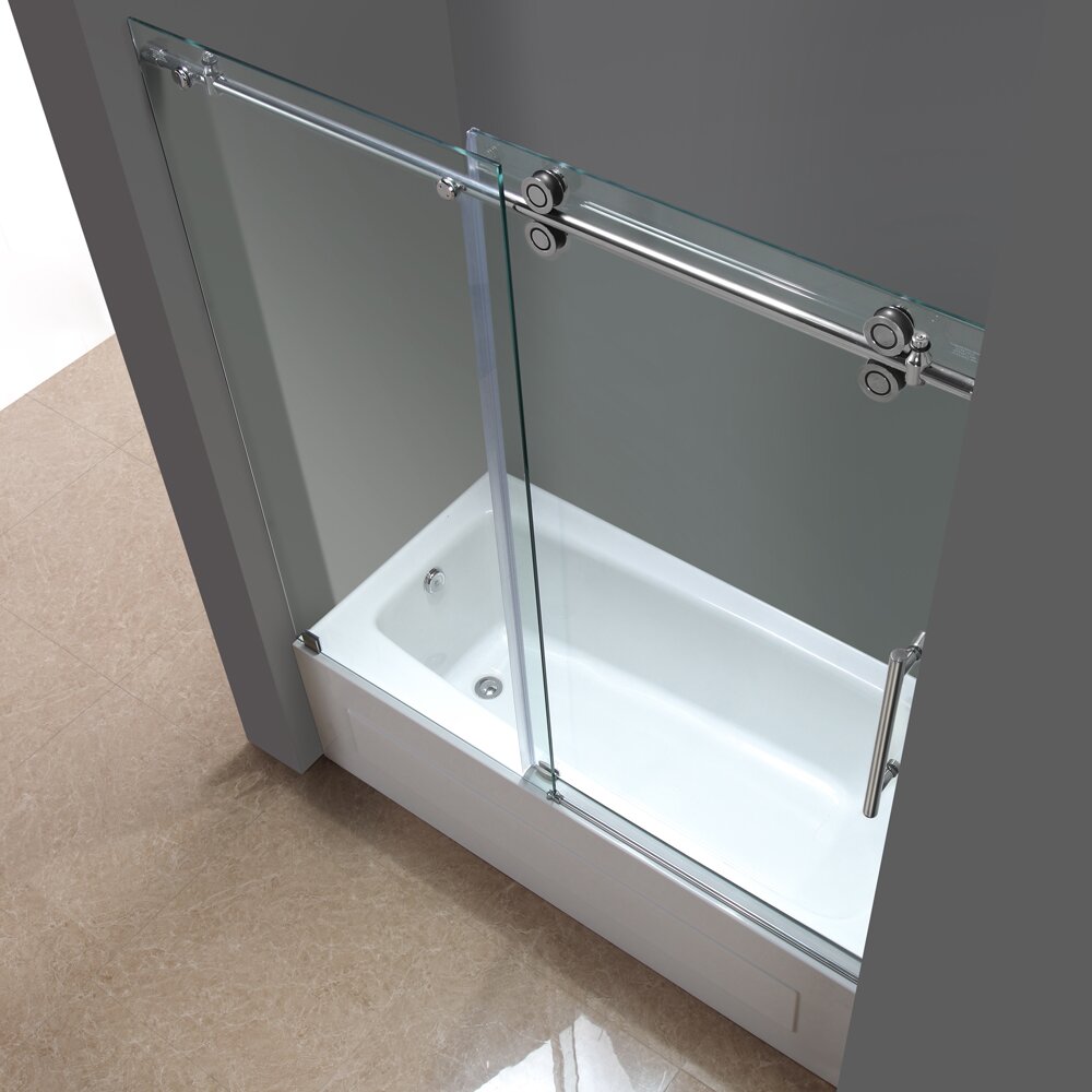 Aston Langham 60 X 60 Completely Frameless Tub Height Sliding Shower