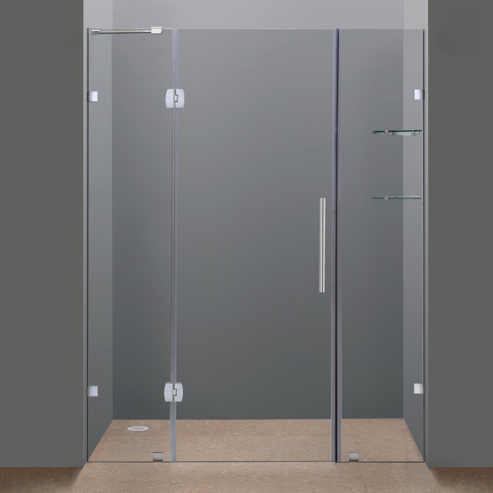 Aston Soleil 75" x 60" Completely Frameless Hinged Shower Door with