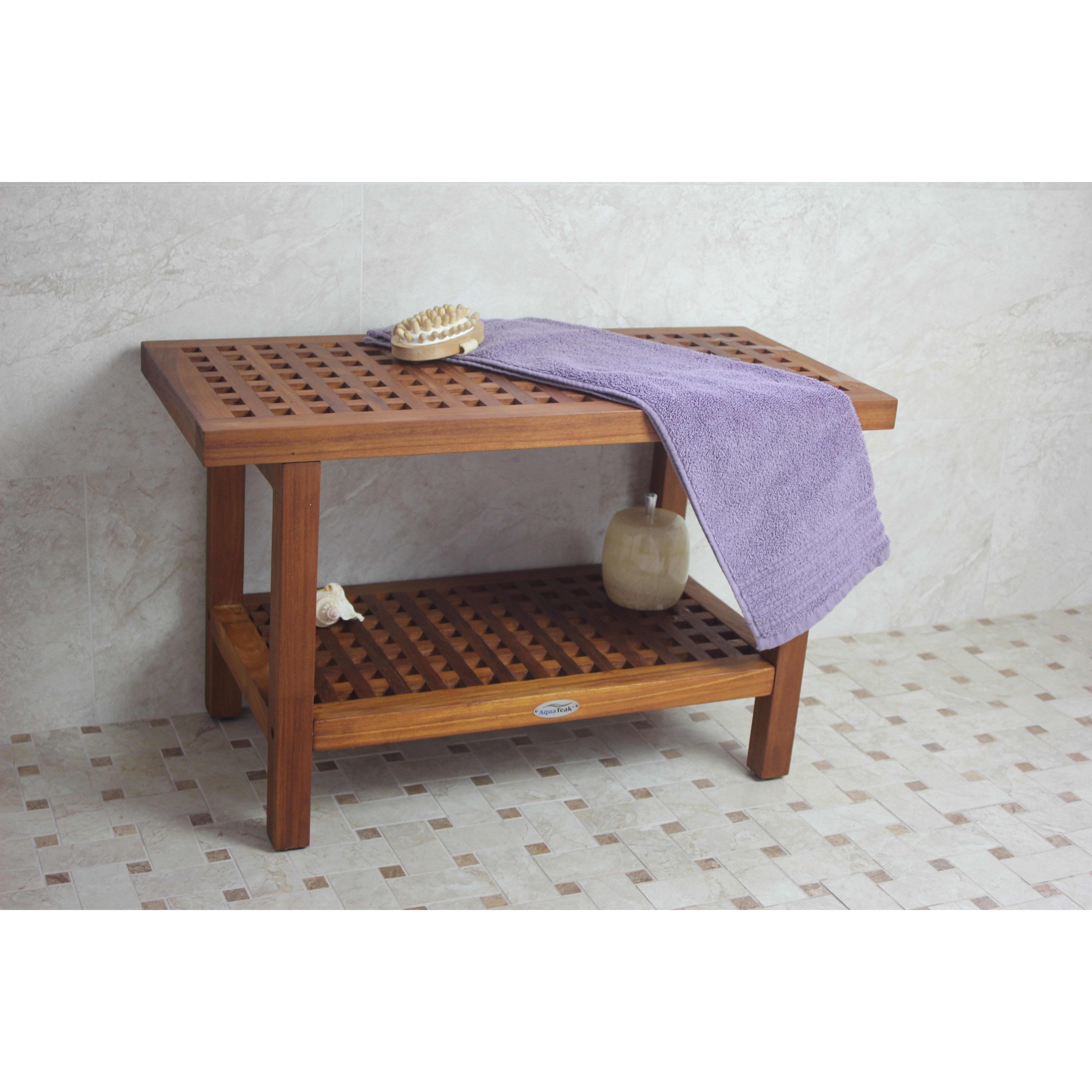 Aqua Teak Grate Teak Shower Bench & Reviews Wayfair