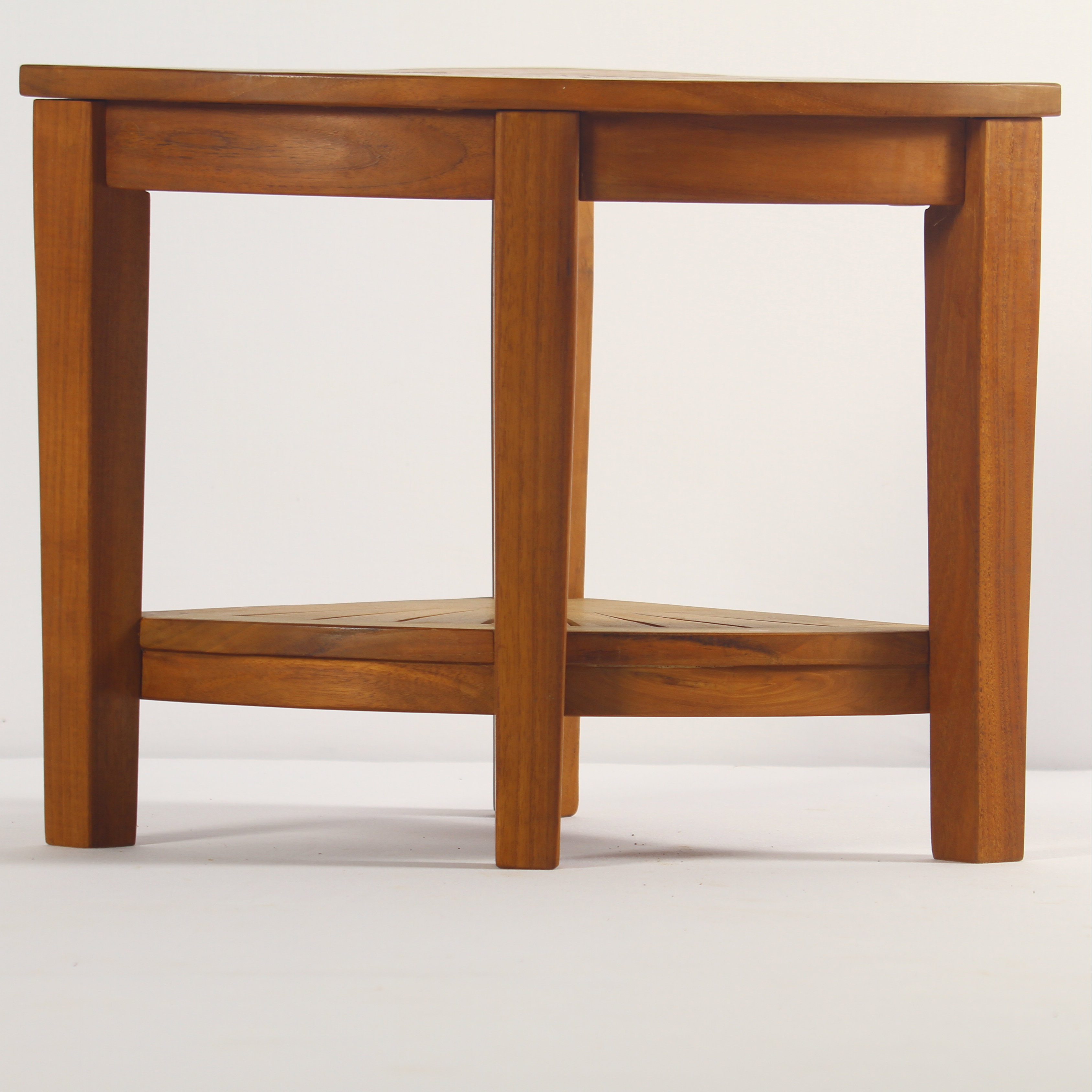 Aqua Teak Spa Teak Corner Shower Stool with Shelf & Reviews | Wayfair