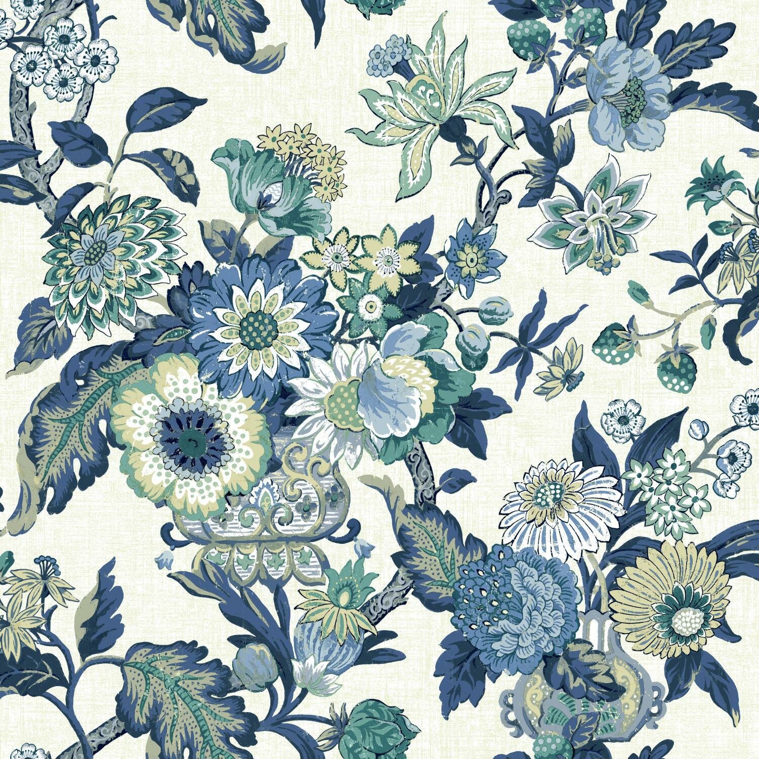 York Wallcoverings Waverly Global Chic 33’ x 20.5" Floral and Botanical