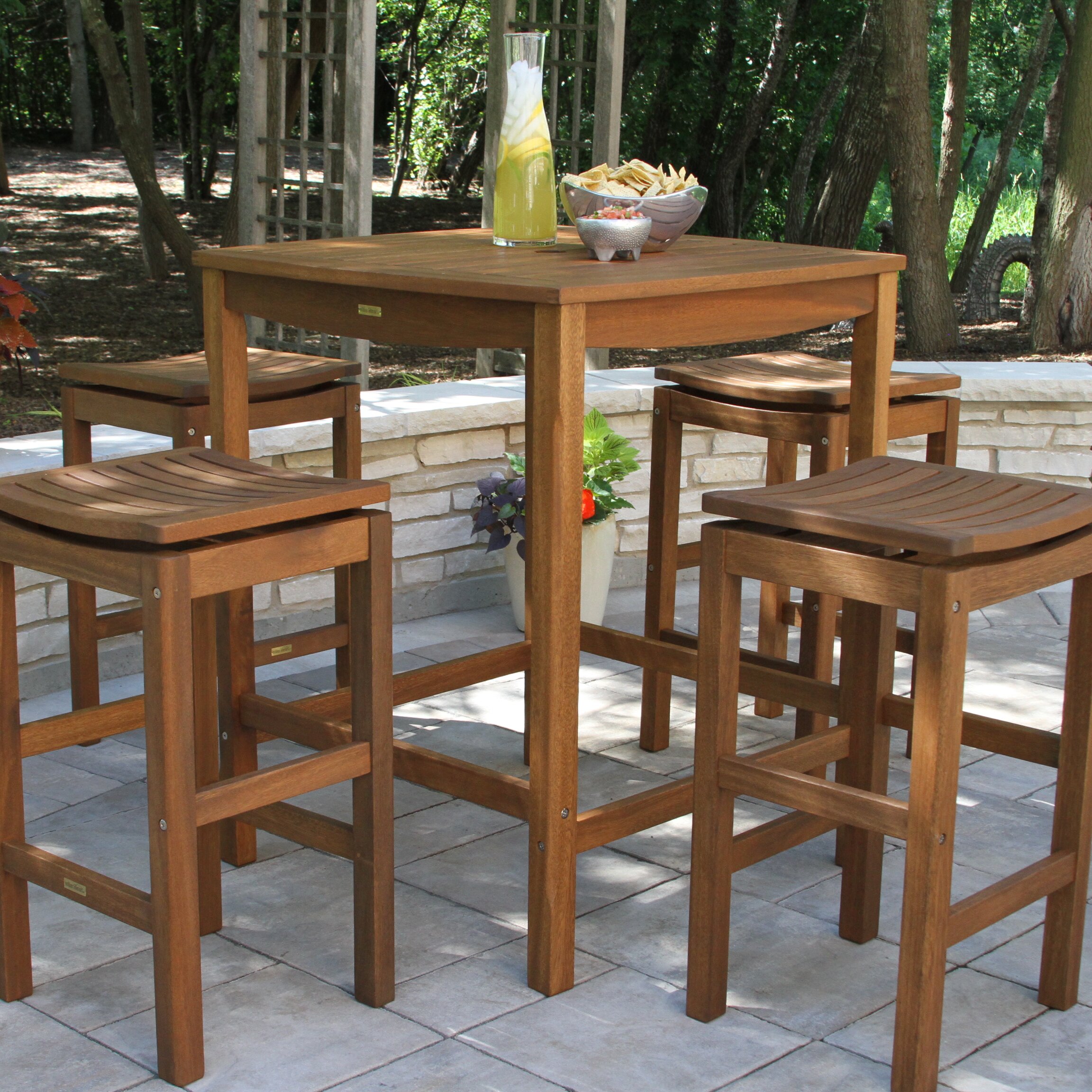 Outdoor Interiors 5 Piece Bar Height Dining Set And Reviews Wayfair 7540