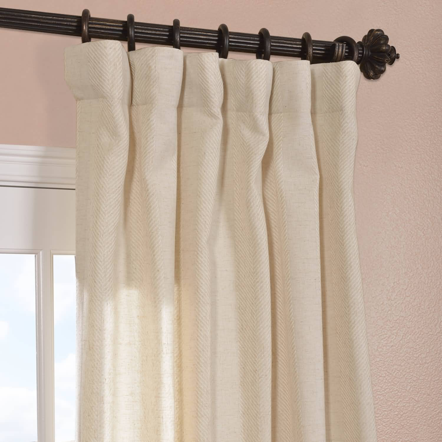 Half Price Drapes Lanai Linen Blend Stripe SemiOpaque Single Curtain