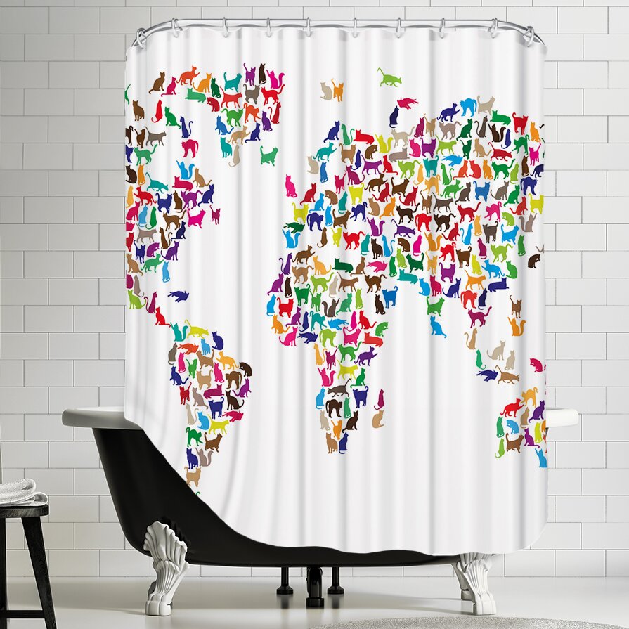 World Map Animal Shower Curtain