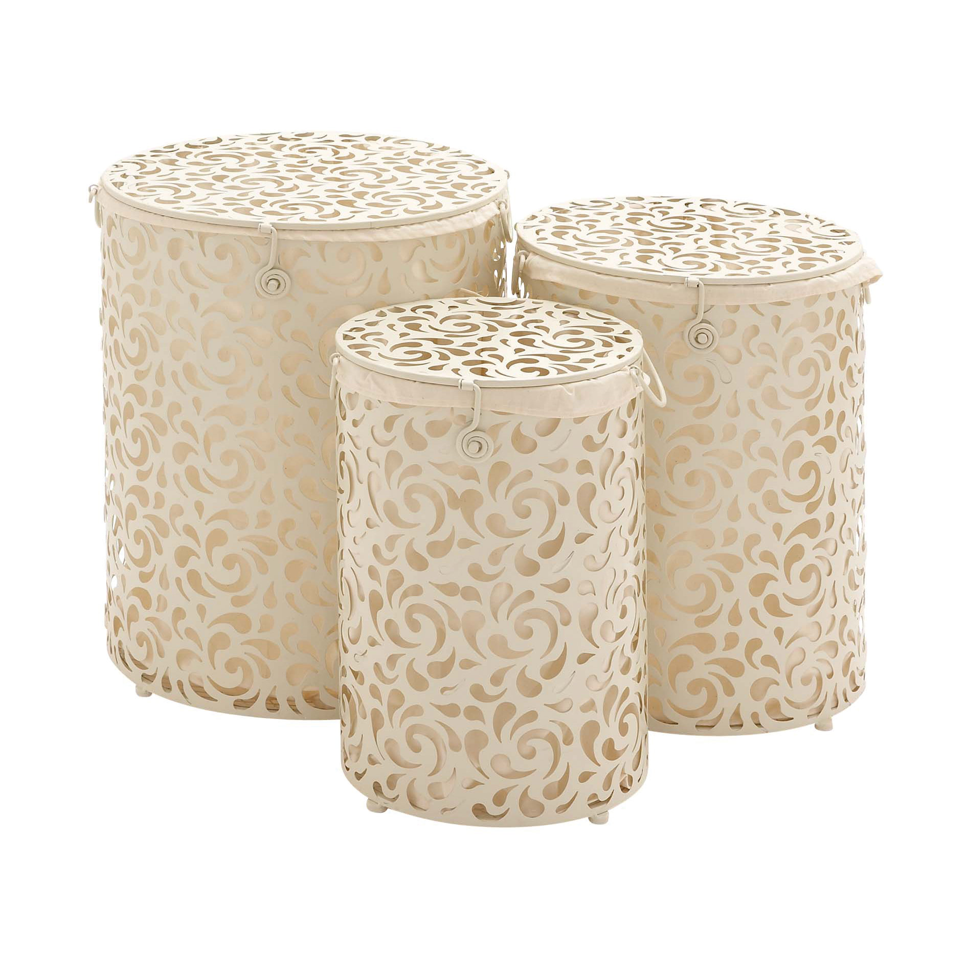 Woodland Imports 3 Piece The Brit Metal Round Hamper Set & Reviews
