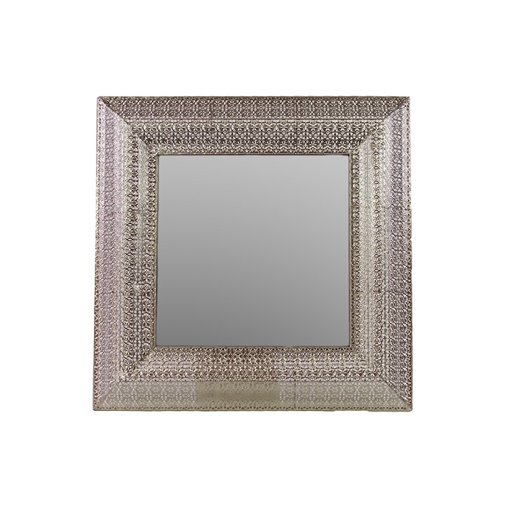 Square Metal Mirror with Embossed Border by Woodland Imports