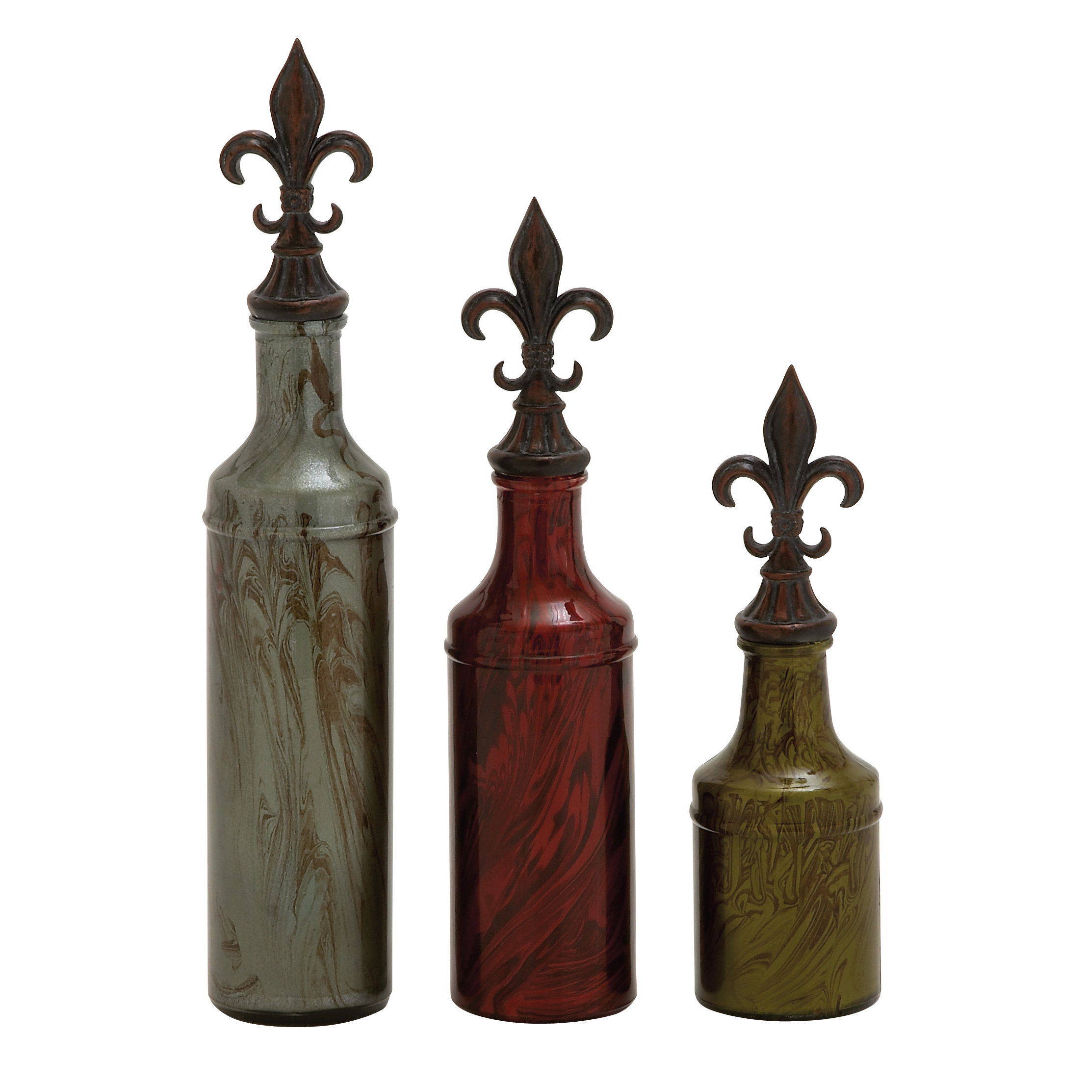 Woodland Imports 3 Piece Simply Cool Glass Polystone Decorative Stopper