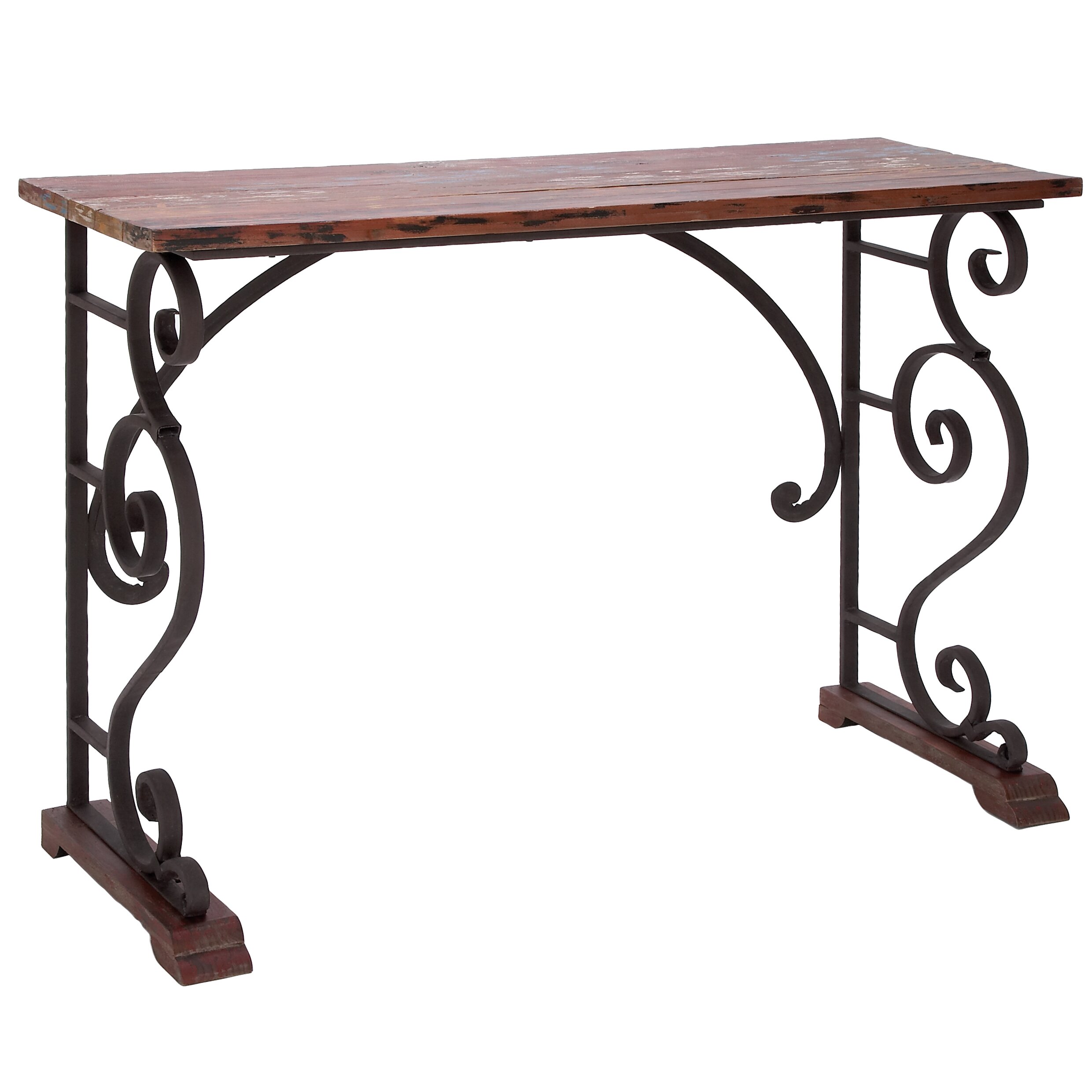 Woodland Imports Vintage Cabinet Metal Wood Console Table & Reviews ...