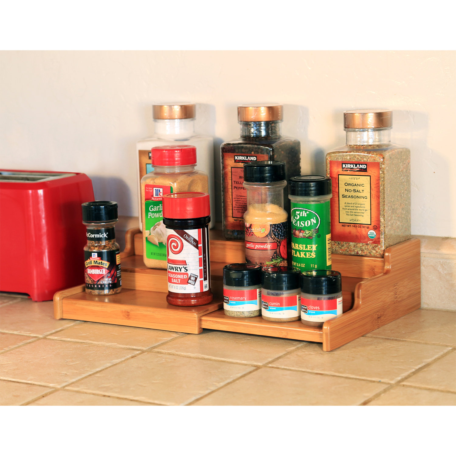 Seville Classics 3 Tier Expandable Bamboo Spice Rack & Reviews Wayfair