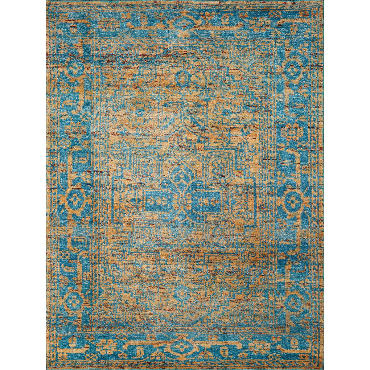 Silkshine Gold/Blue Area Rug Wayfair