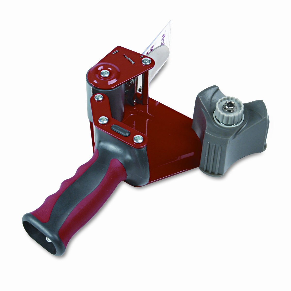 Foam Handle Pistol Grip Packaging Tape Dispenser, 3" core, Metal, Red