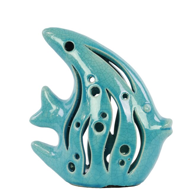 Urban Trends Ceramic Fish Turquoise Reviews Wayfair   Urban Trends Ceramic Fish Turquoise 1380 