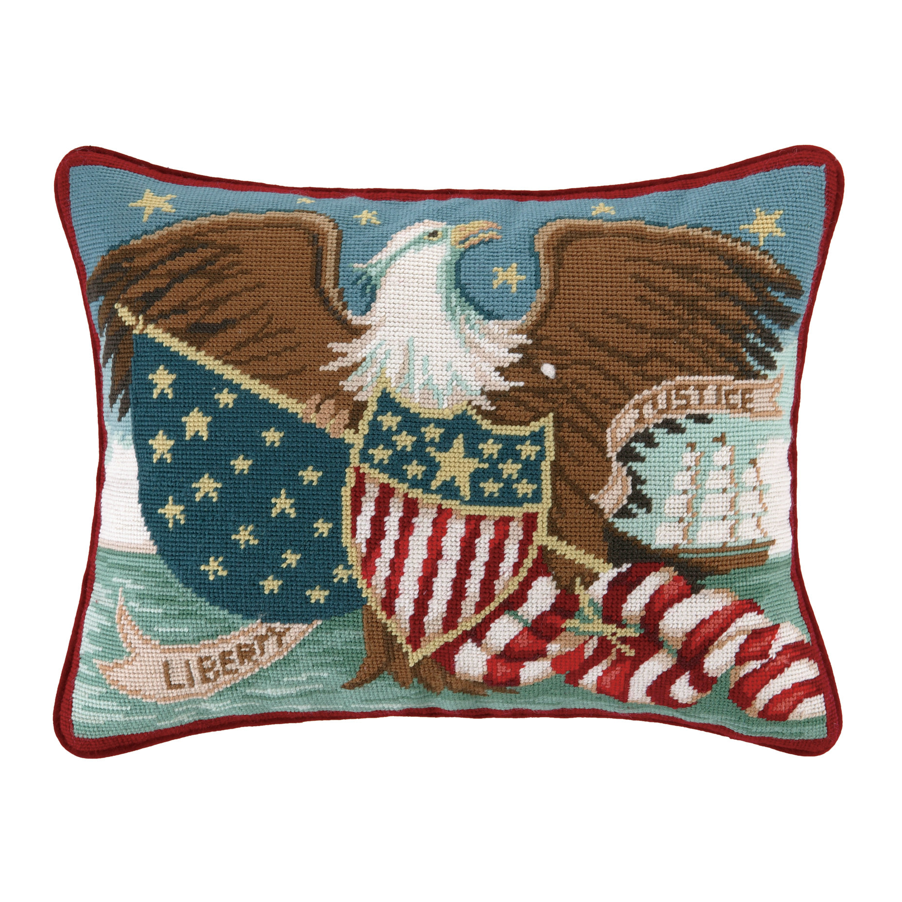 Peking Handicraft Eagle at Sea Needlepoint Wool Lumbar Pillow & Reviews