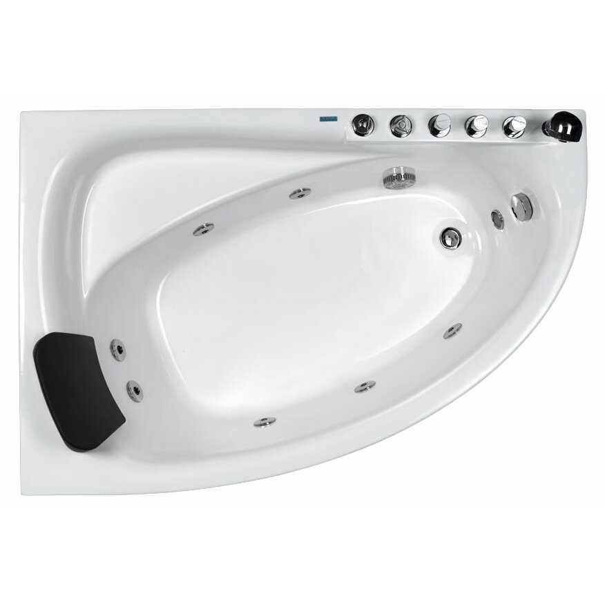 EAGO Single Person Corner 59" x 39.4" Whirlpool Tub ...