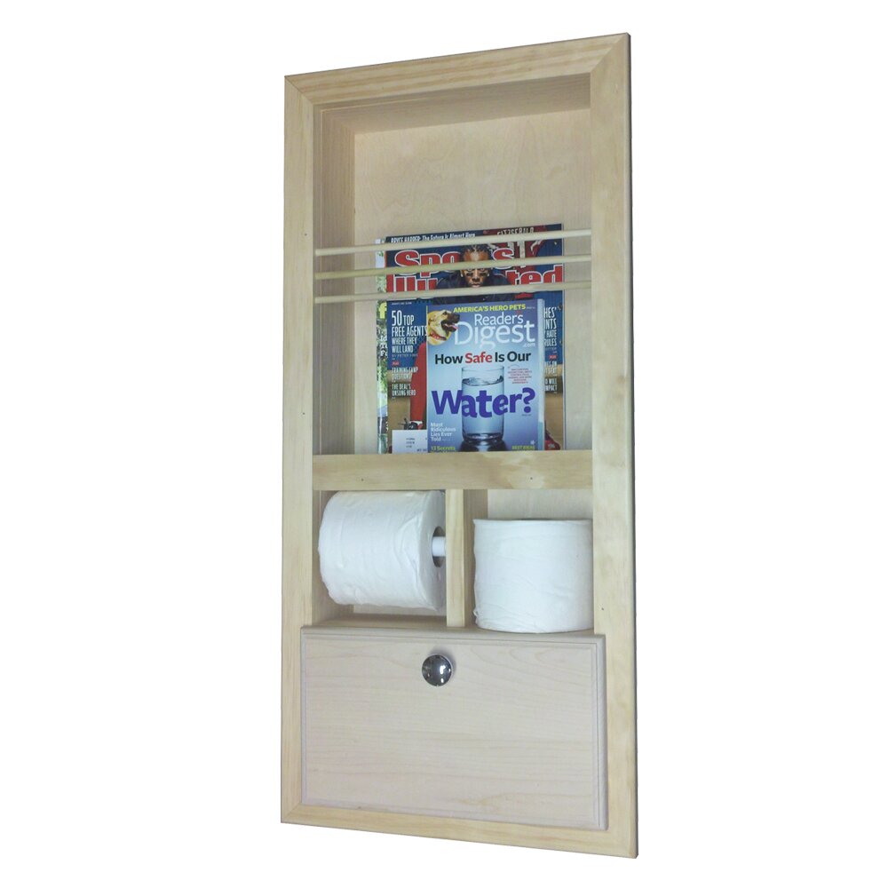 WG Wood Products Recessed Magazine Rack with Double Toilet