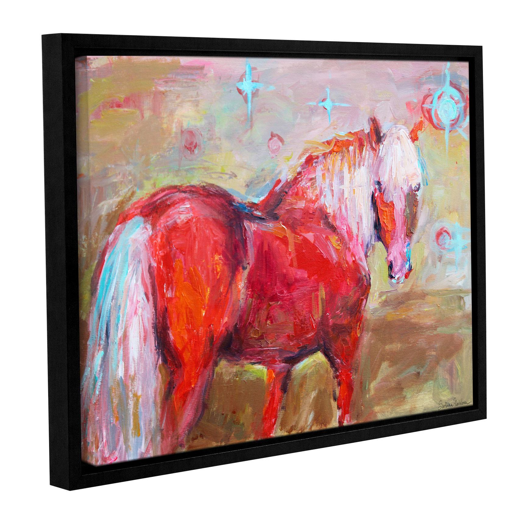 ArtWall Red Horse by Svetlana Novikova Framed Painting Print on Wrapped