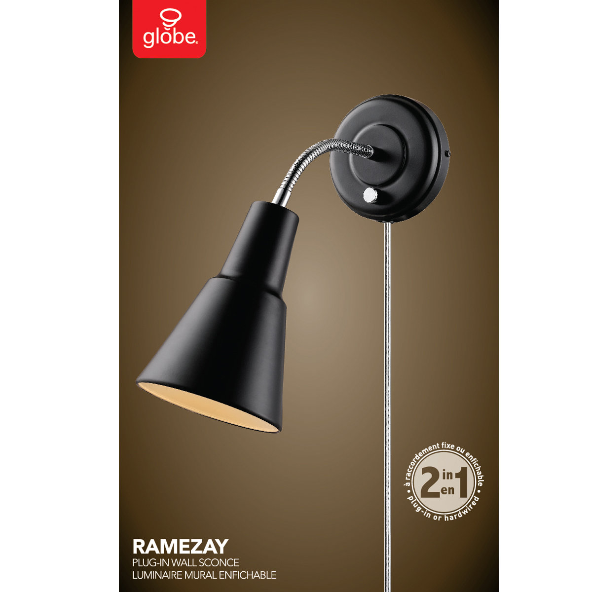 1 Light Plug In Task Wall Sconce with Hardwire Conversion Kit Wayfair