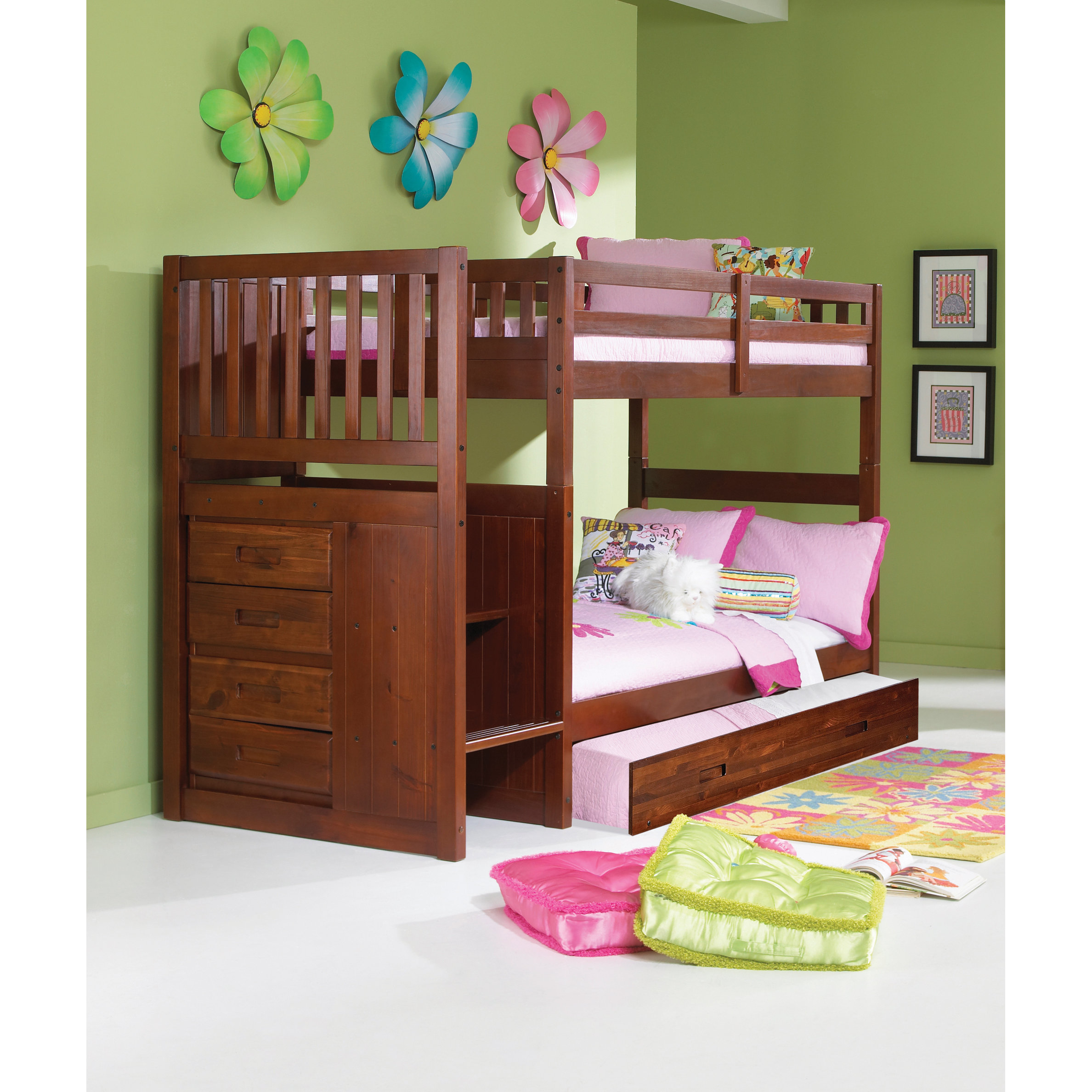 Mission Stair Step Twin over Twin Bunk Bed with Trundle Wayfair