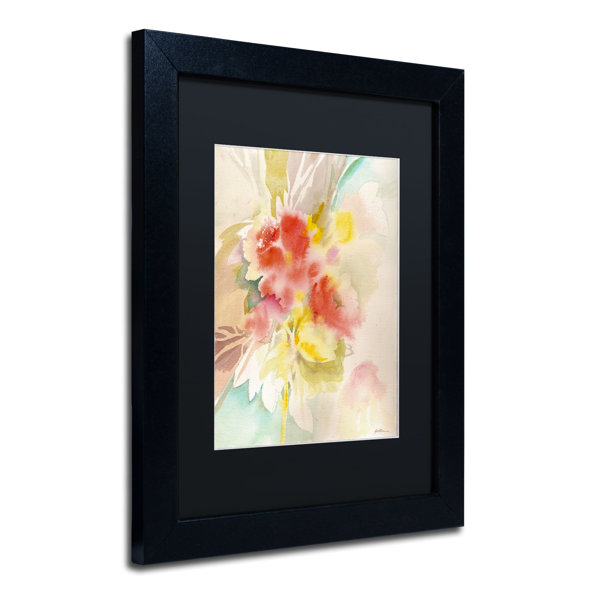 'Red Flower Shadows' by Sheila Golden Framed Painting Print Wayfair