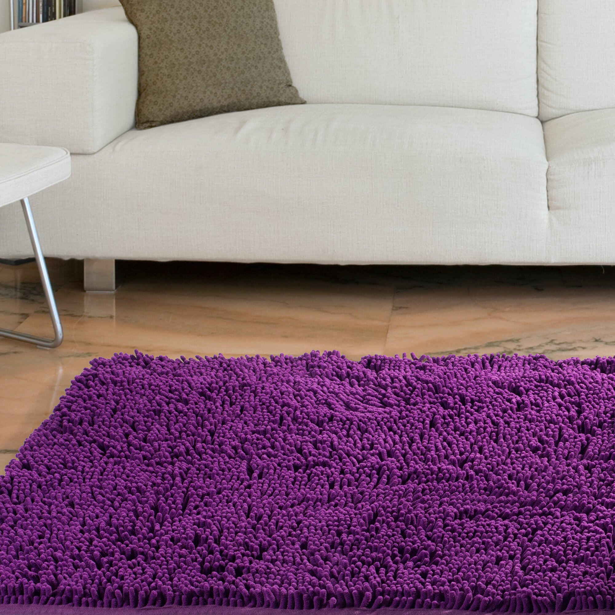 Lavish Home High Pile Purple Solid Area Rug & Reviews | Wayfair