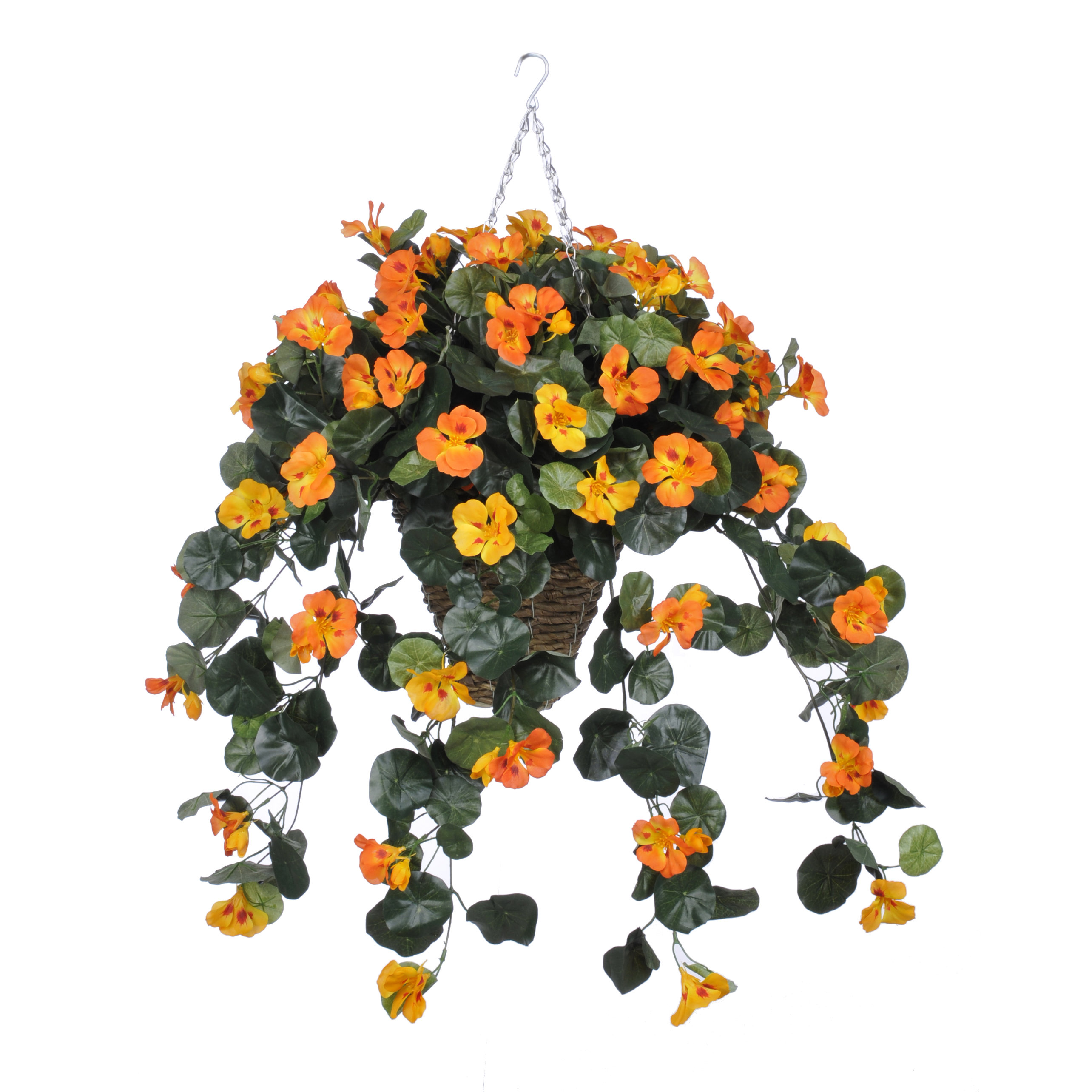 Artificial Nasturtium Hanging Plant in Square Basket Wayfair