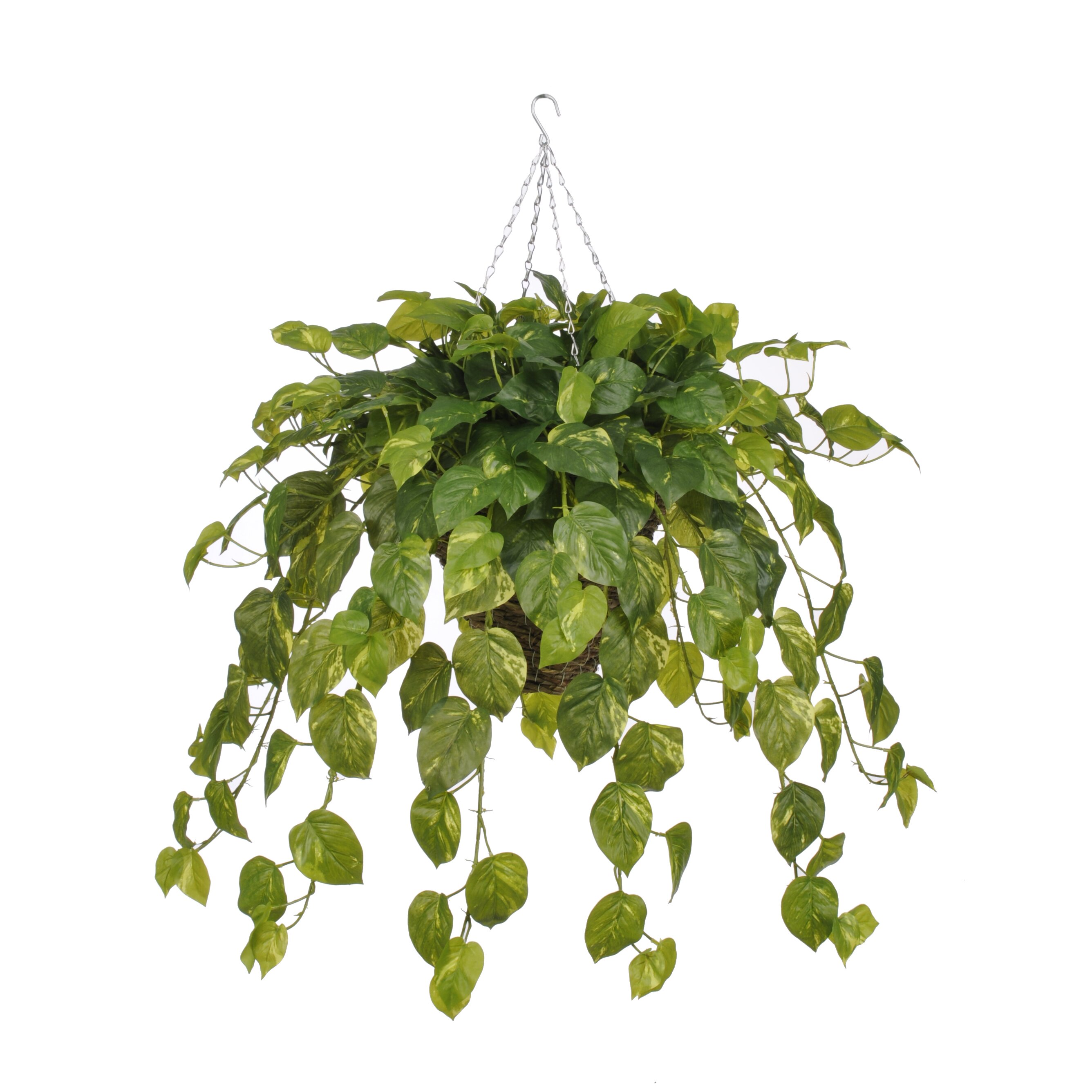 House of Silk Flowers Artificial Real Touch Pothos Hanging Plant in ...