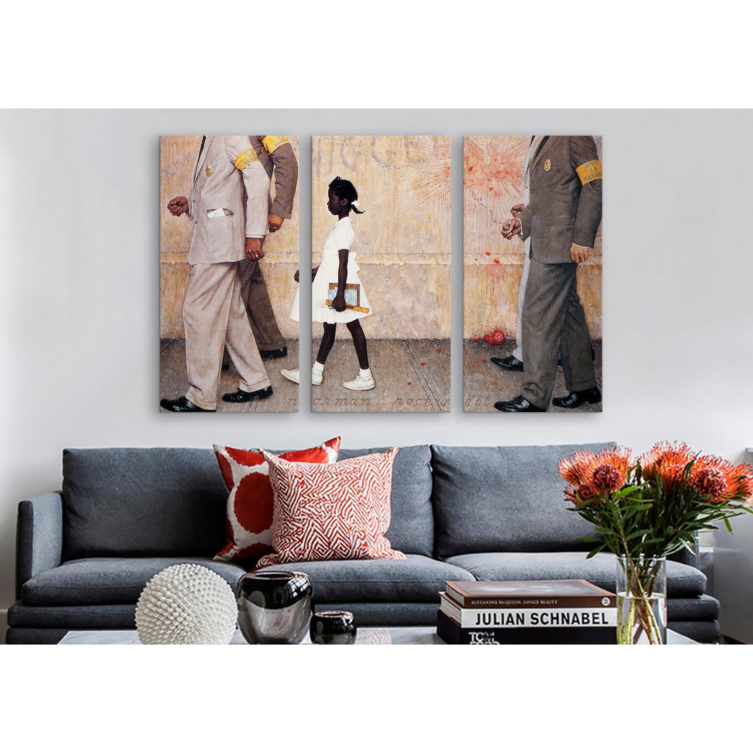 The Problem We All Live With (Ruby Bridges) by Norman Rockwell 3 Piece Painting Print on Wrapped