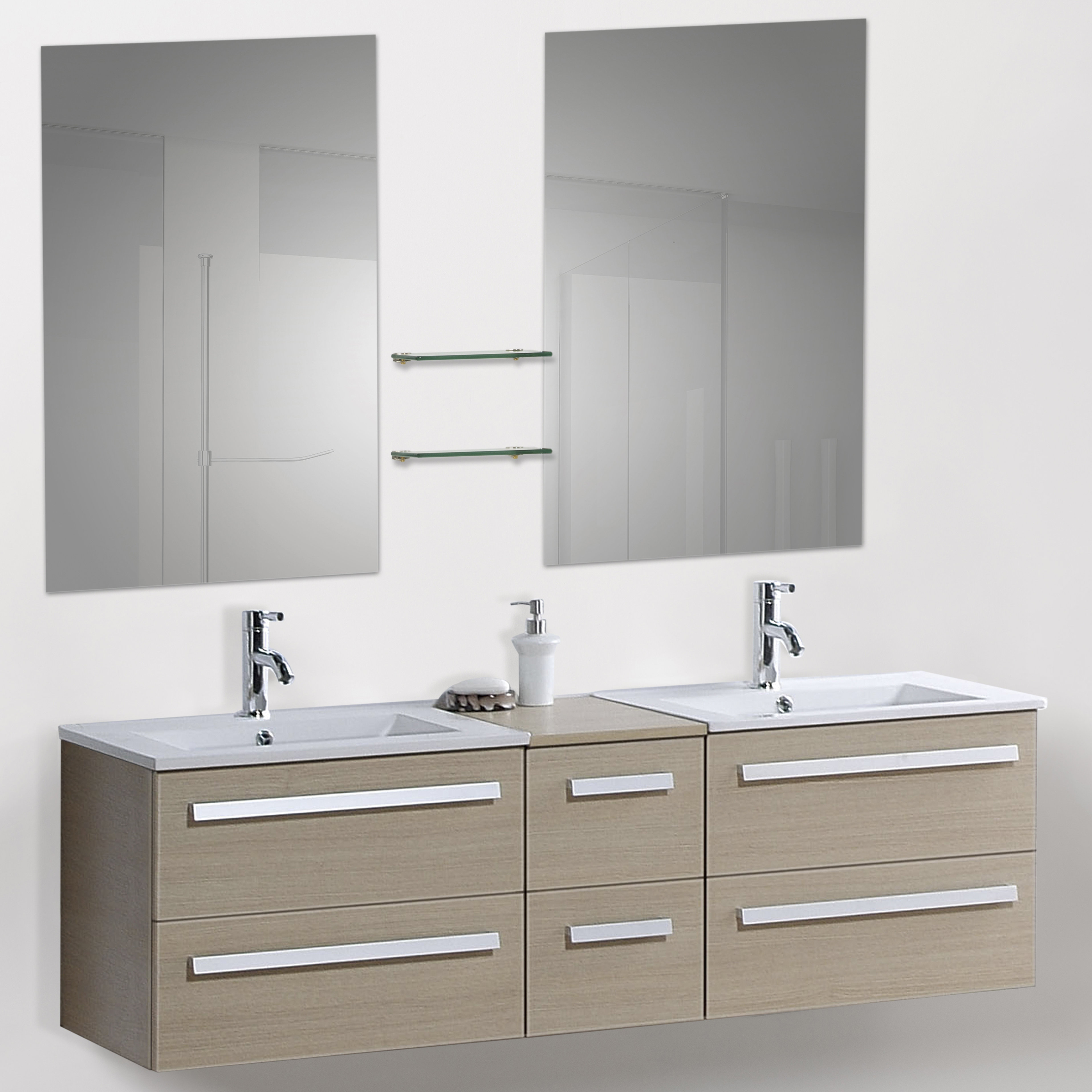  60quot; Modern Double Bathroom Vanity Set with Mirrors amp; Reviews  W