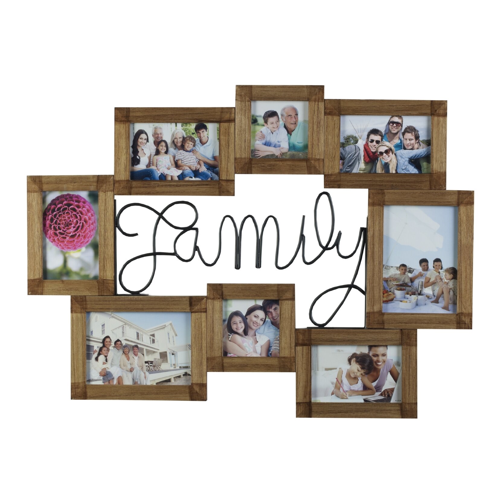 Melannco 8 Opening Family Wire and Wood Collage Picture Frame & Reviews Wayfair