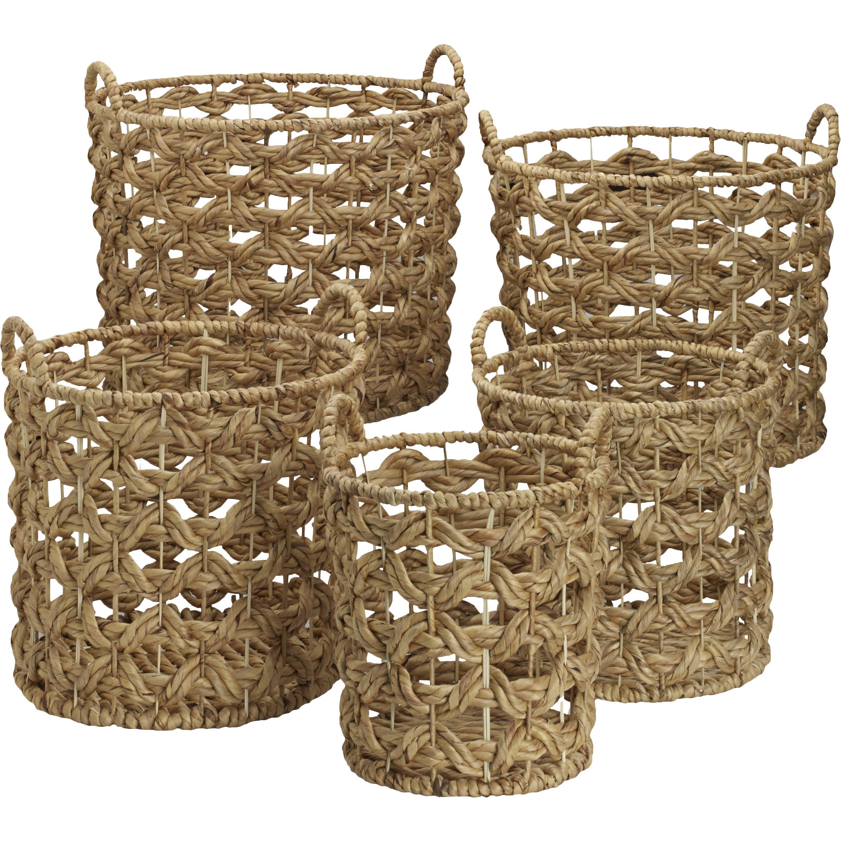 Water Hyacinth 5 Piece Round Open Weave Basket Set Wayfair
