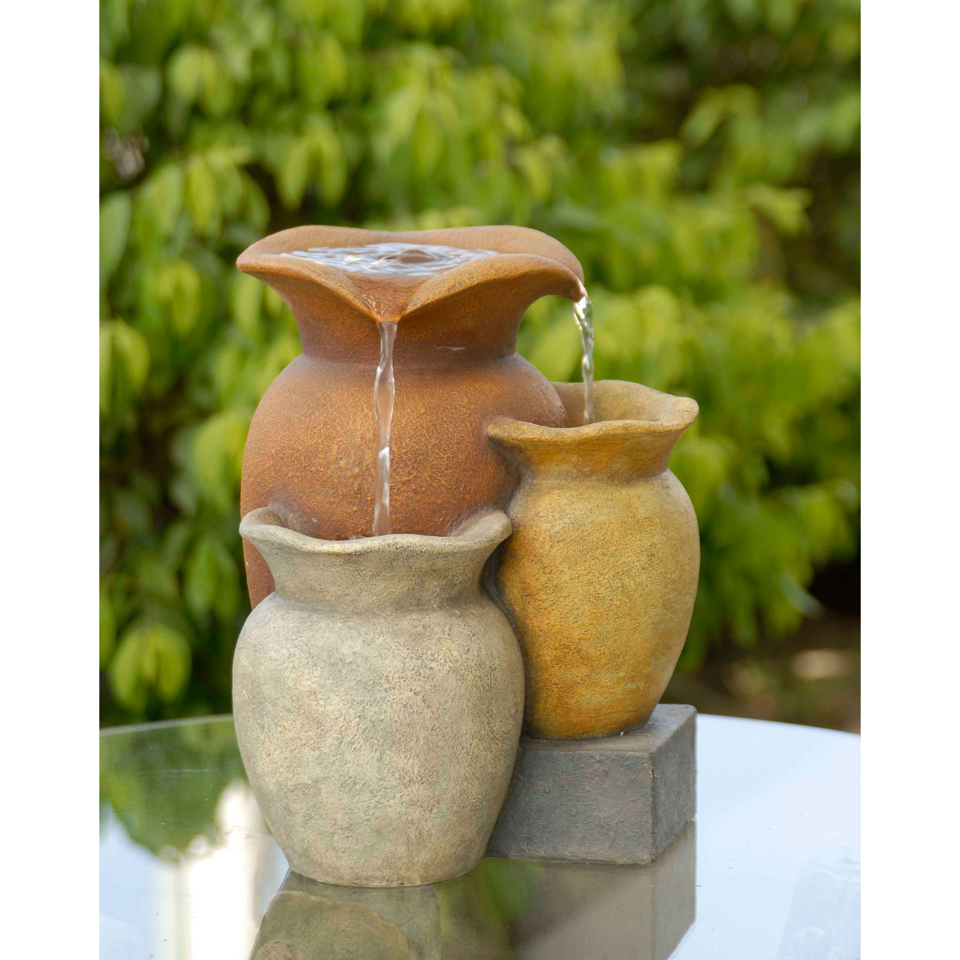 Jeco Inc. Polyresin and Fiberglass Tiered Multi Colorful Pots Tabletop