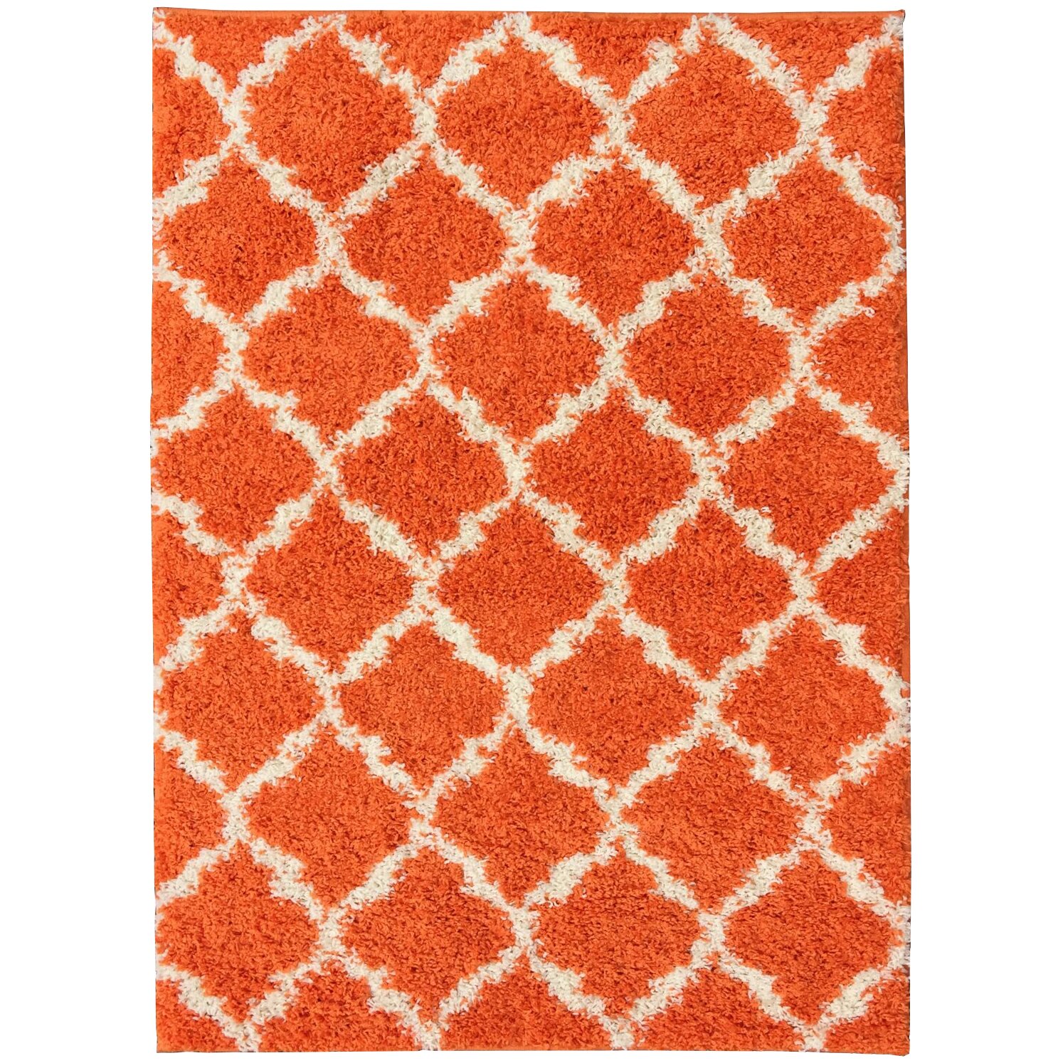 Ottomanson Ultimate Moroccan Trellis Soft Orange Shaggy Area Rug ...