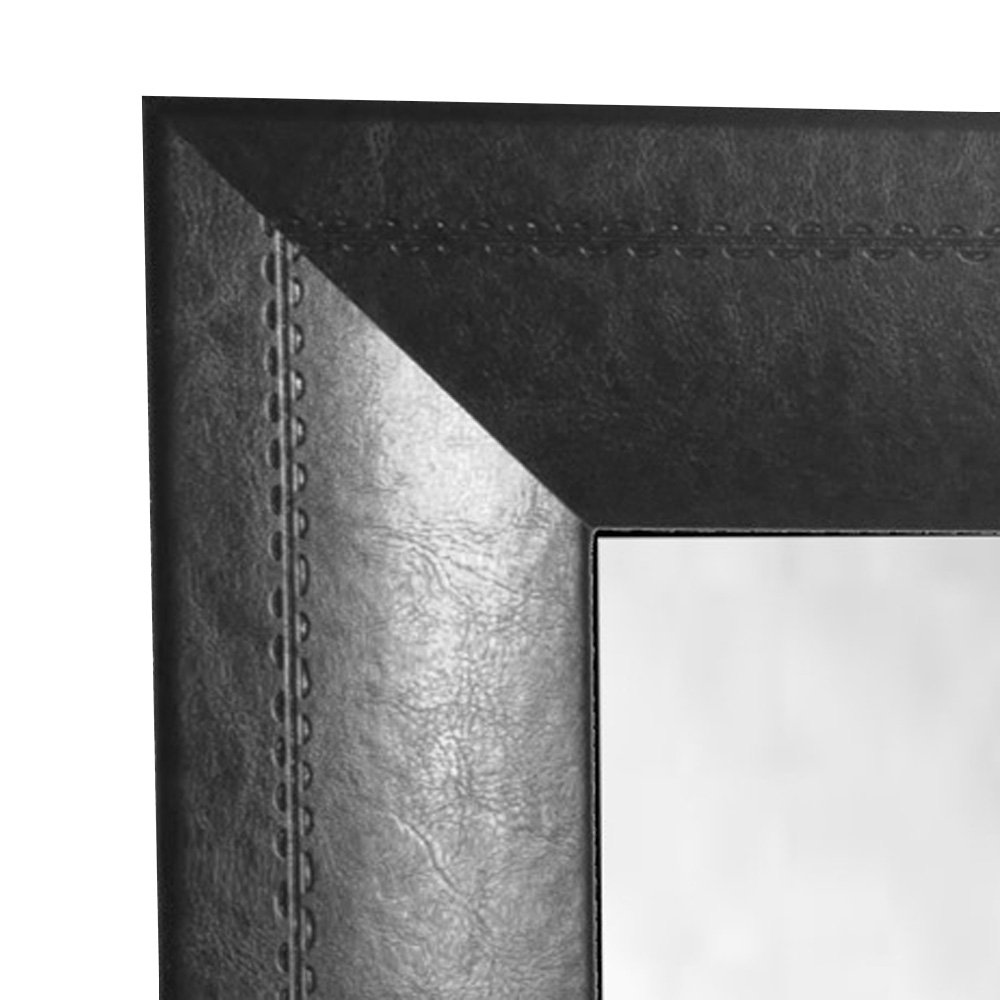 Jovie Jane Stitched Black Leather Full Length Beveled Body Mirror Wayfair