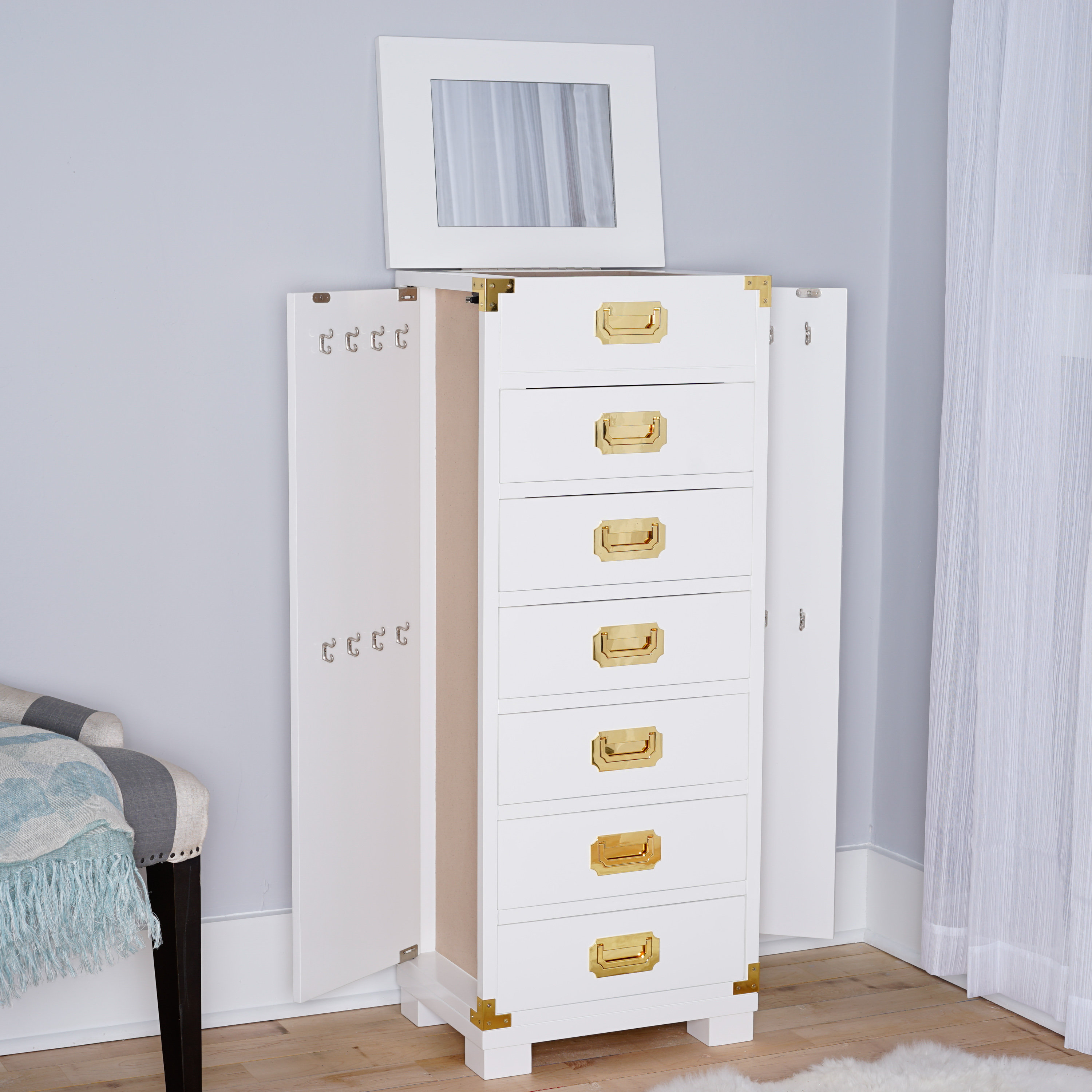 Priscilla Jewelry Armoire with Mirror Wayfair