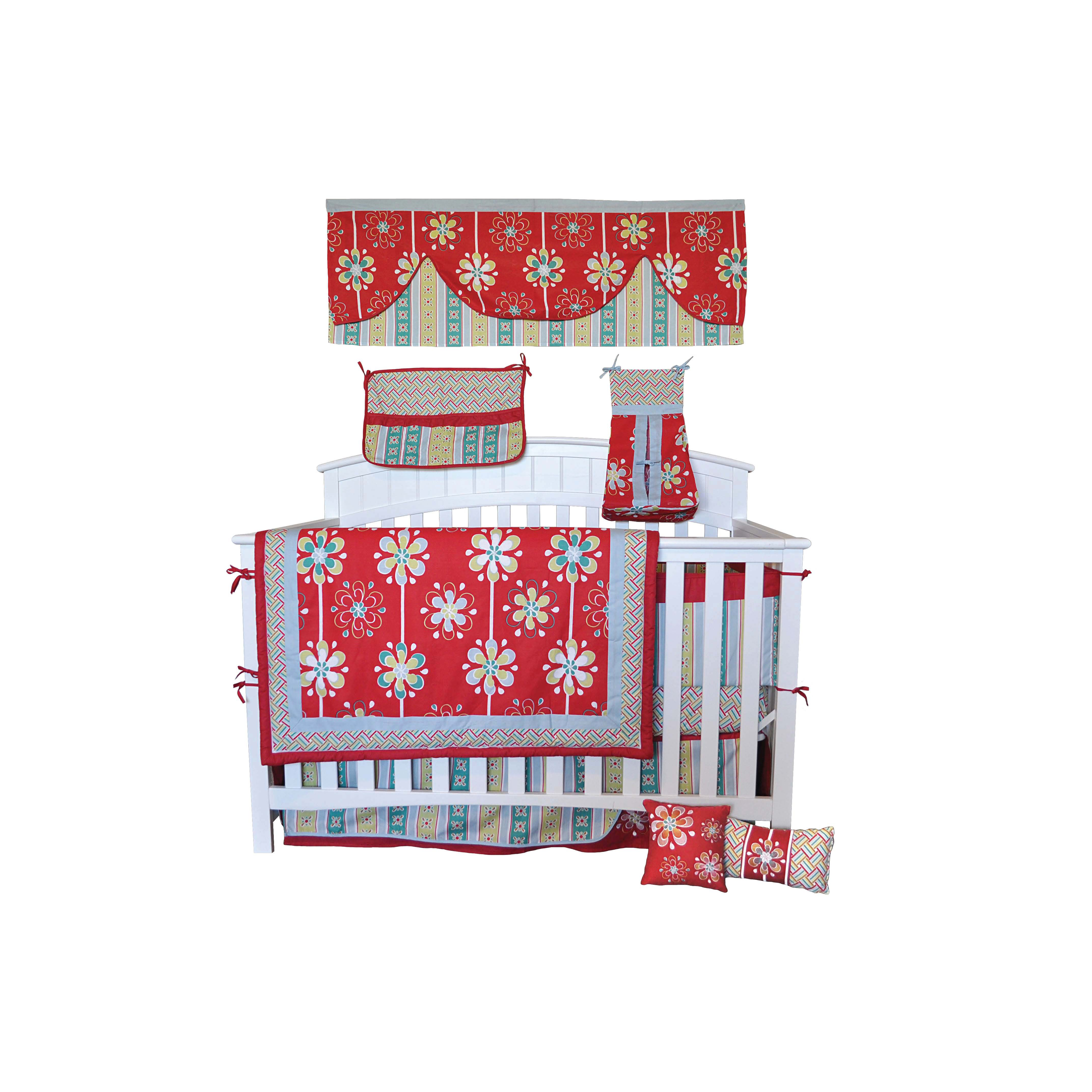 Red Graphic Floral 7 Piece Crib Bedding Set Wayfair