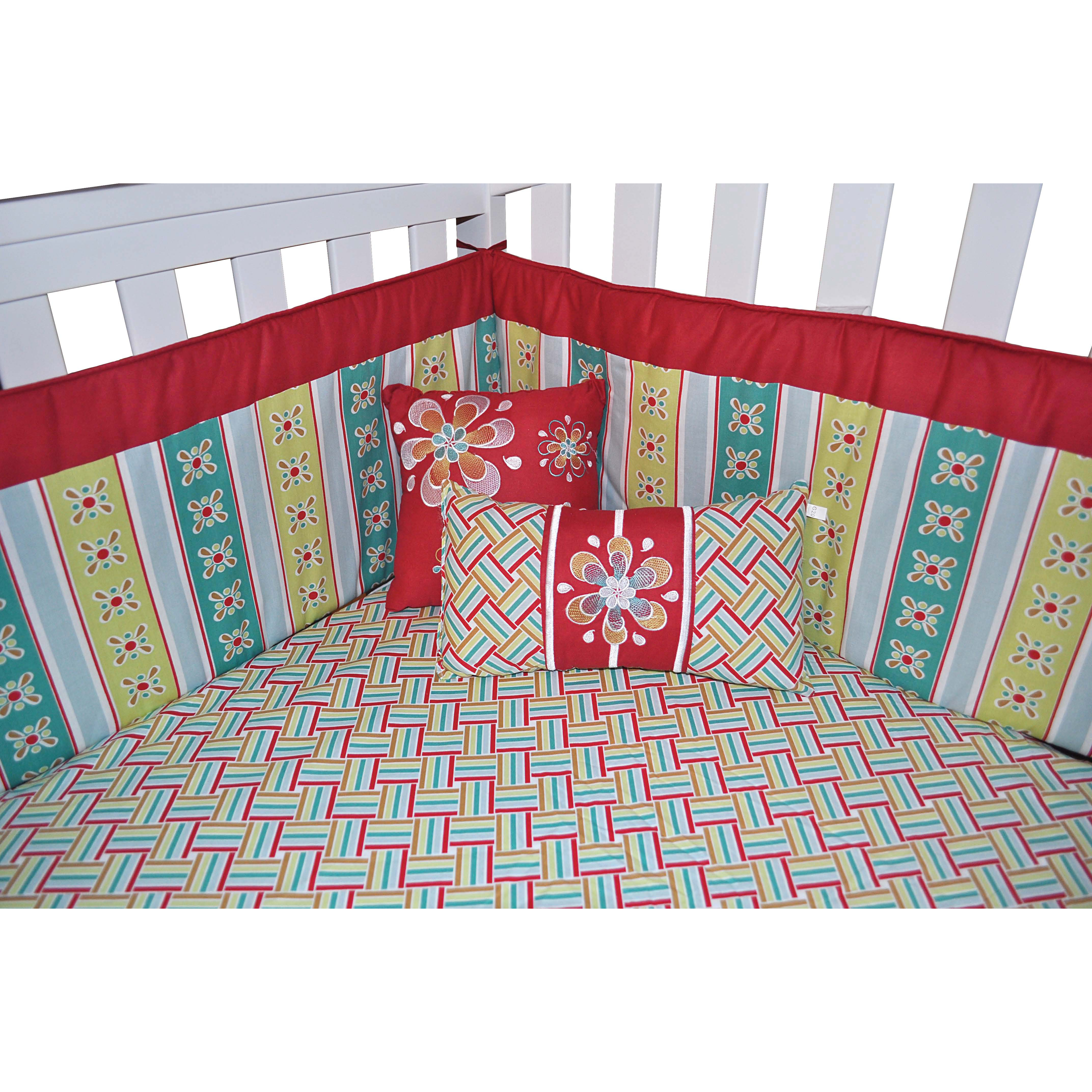 Red Graphic Floral 7 Piece Crib Bedding Set Wayfair