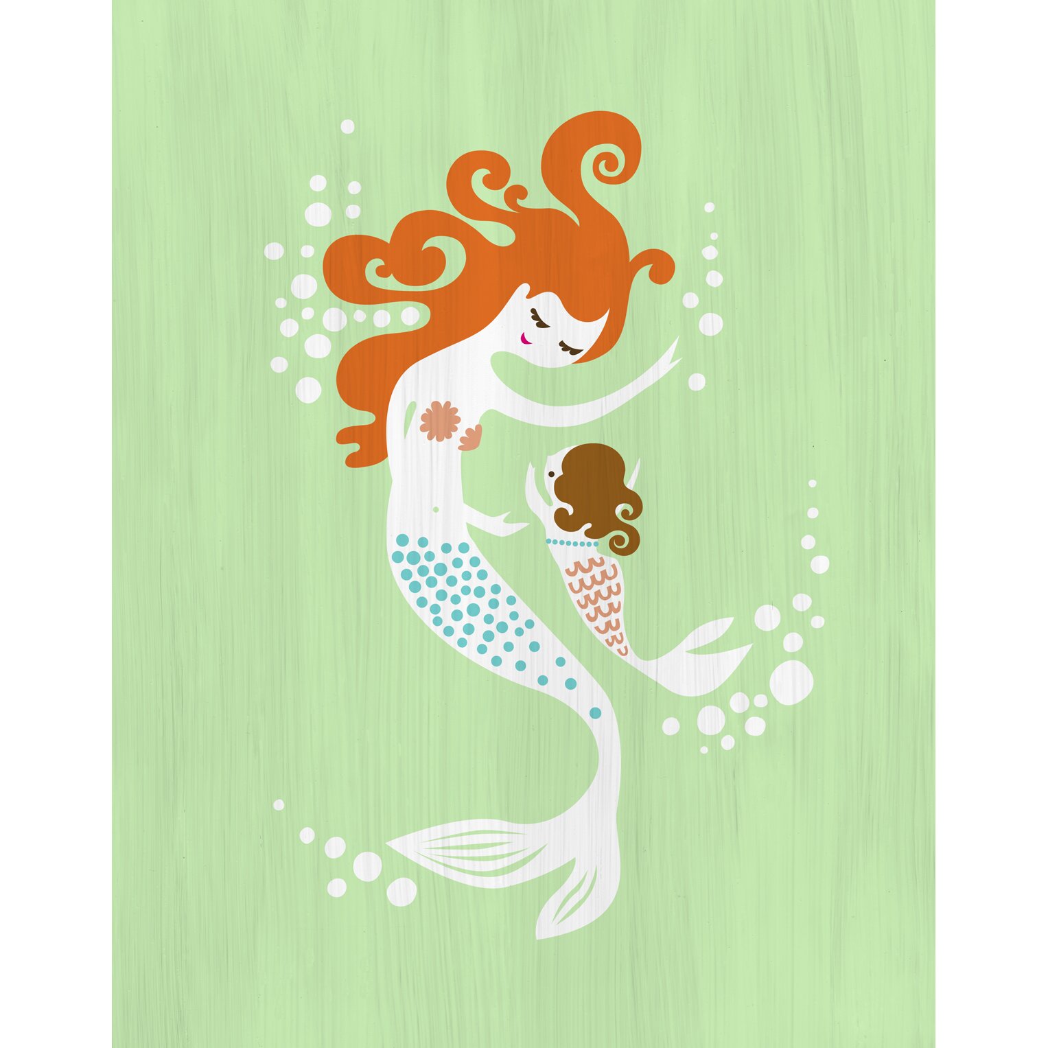 Mermaid and Baby Girl Paper Print by Evive Designs