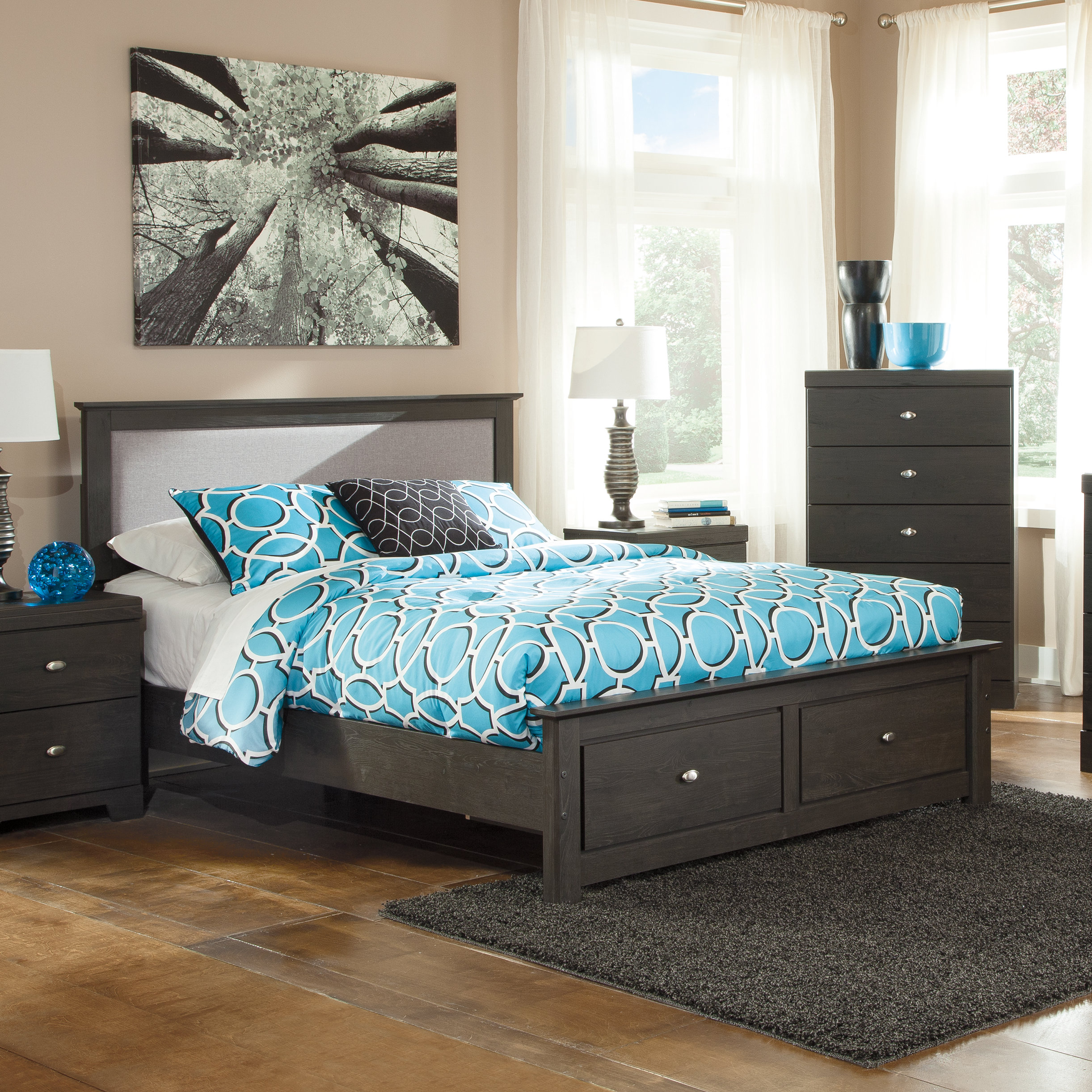 Signature Design by Ashley Shylyn Queen Upholstered Storage Platform