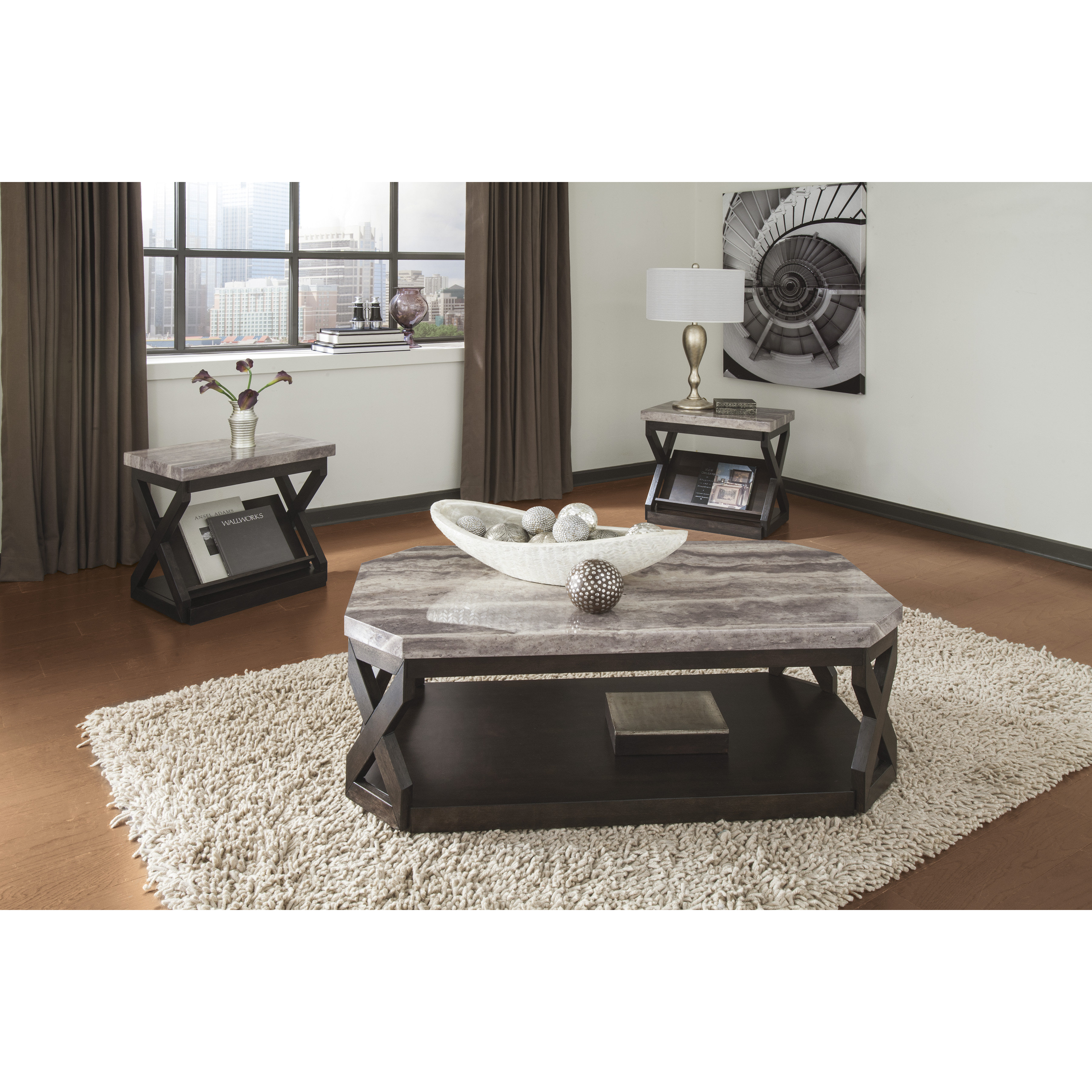 Signature Design by Ashley Radilyn 3 Piece Coffee Table Set & Reviews